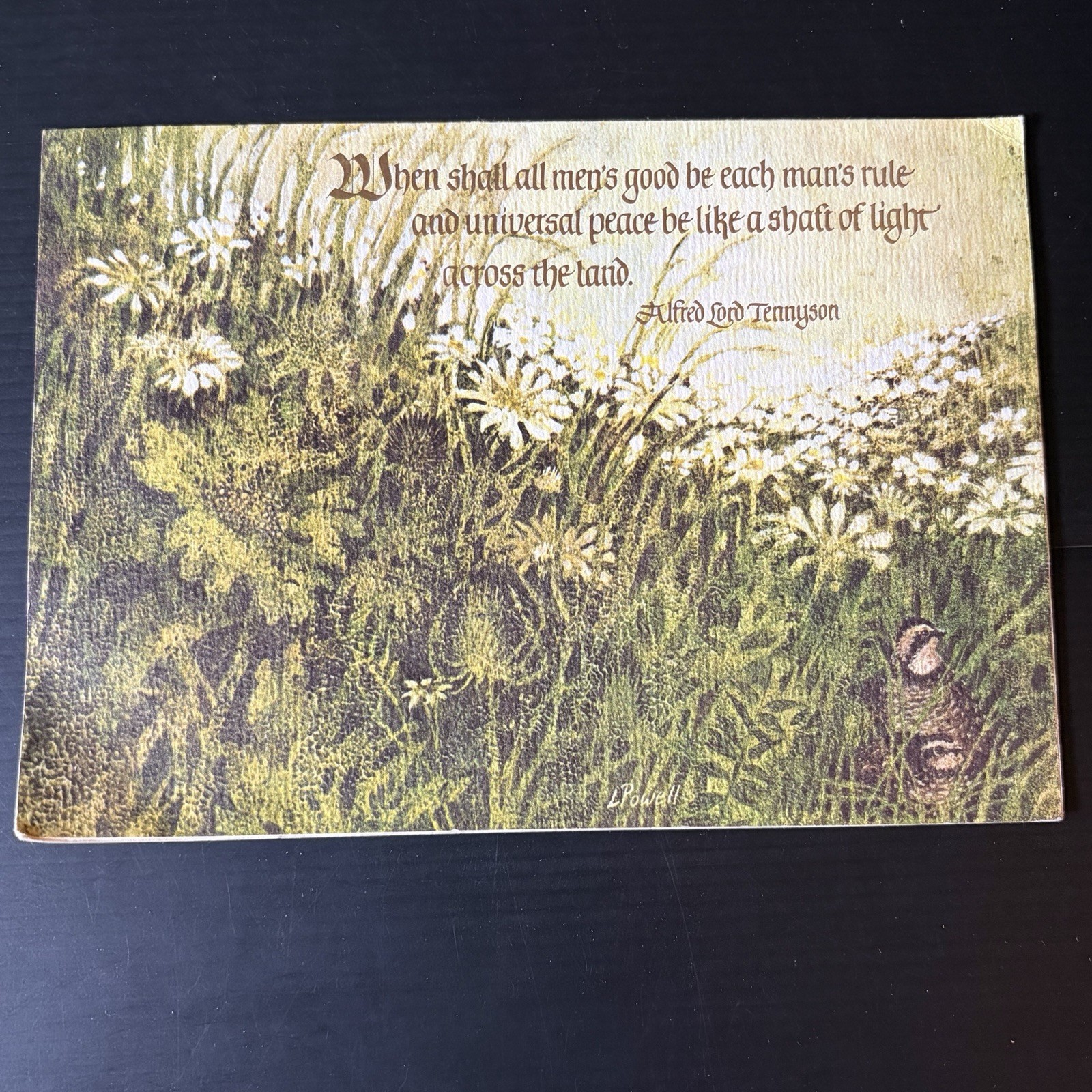 Vintage 1969 Looart Press Christmas Card Tennyson Quote Wildflowers L Powell