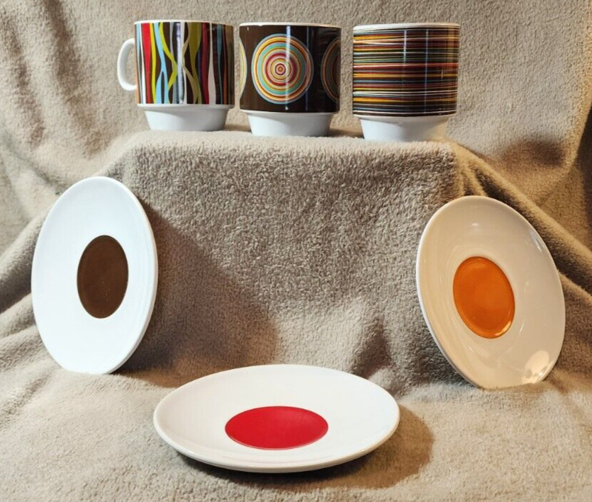 Caribou Coffee Mugs/Saucers  - 6 Piece Set, Vintage