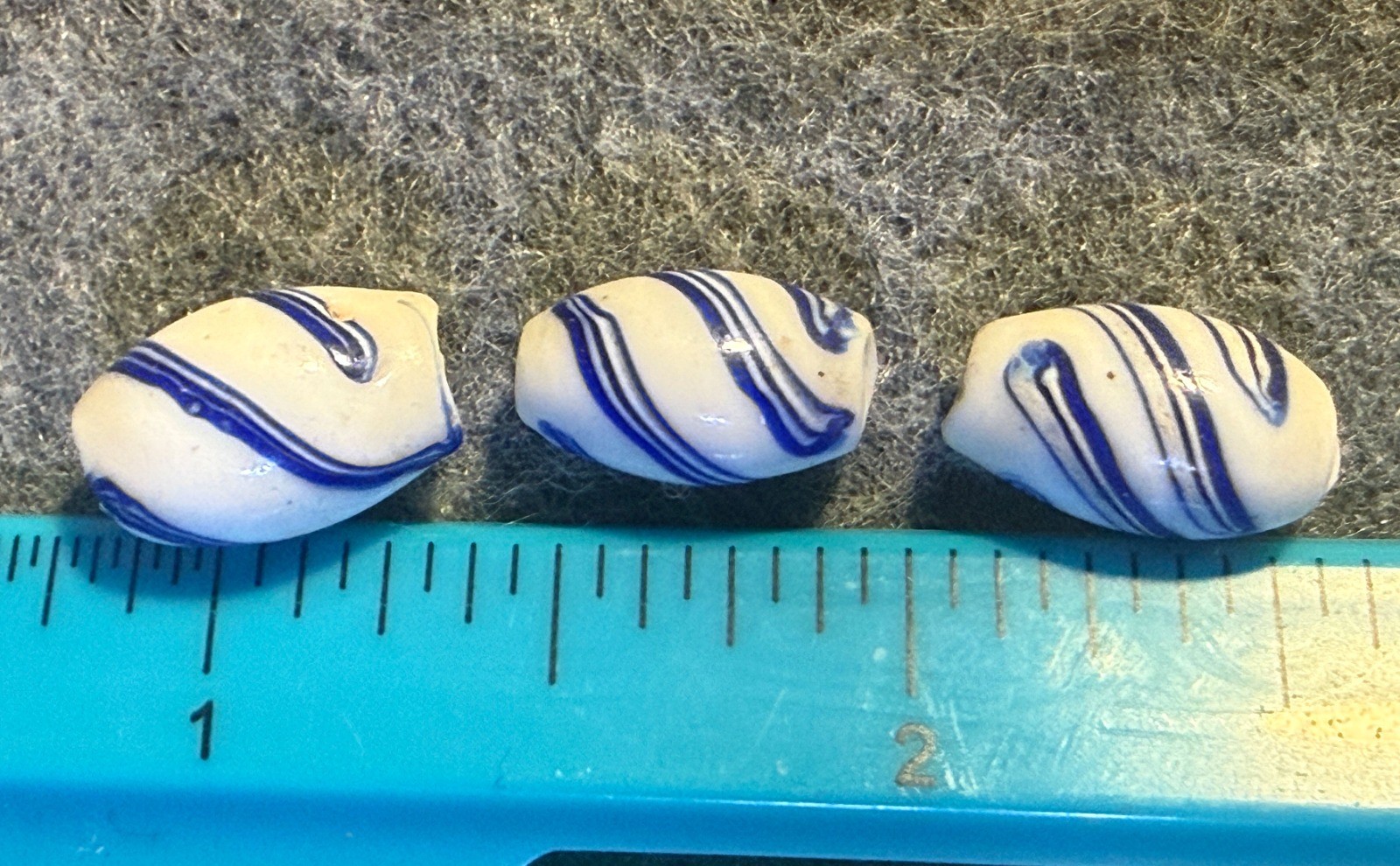 3 Huron Blanket Beads Venetian Glass Fur Trade Era 1700's First Trade Beads