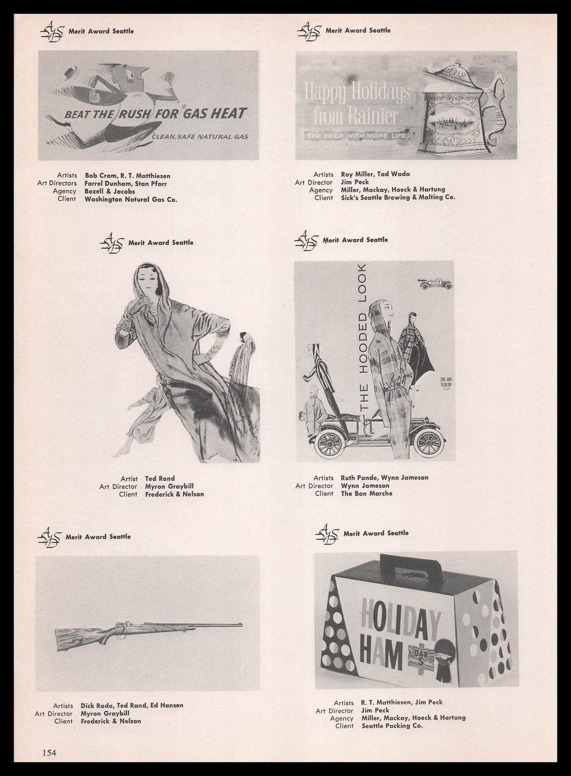 1957 Roy Miller Tad Wada Art Sick's Seattle Brewing & Malting Co. Beer Print Ad