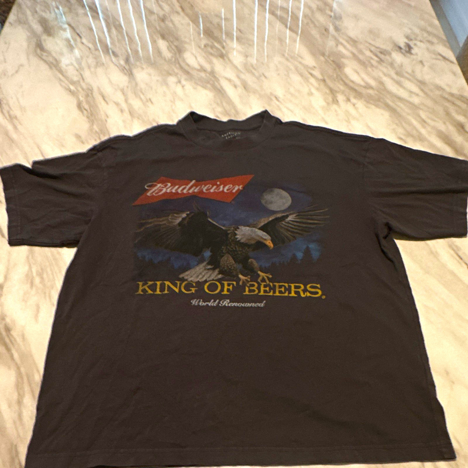 Budweiser King of Beers World Renowned American Eagle Graphic Black T-Shirt 0182