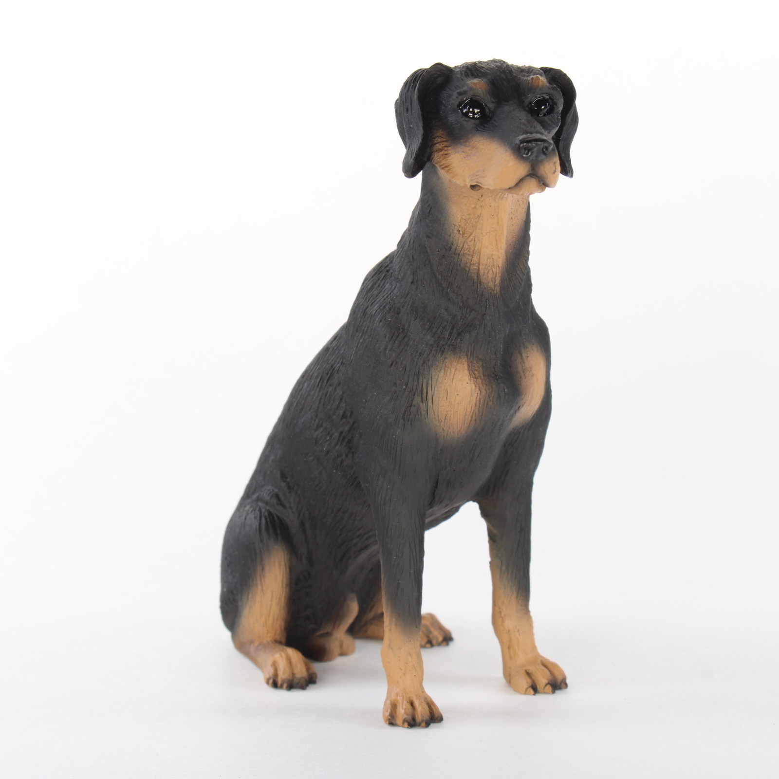 Doberman Pinscher Figurine Hand Painted Statue Black Uncropped