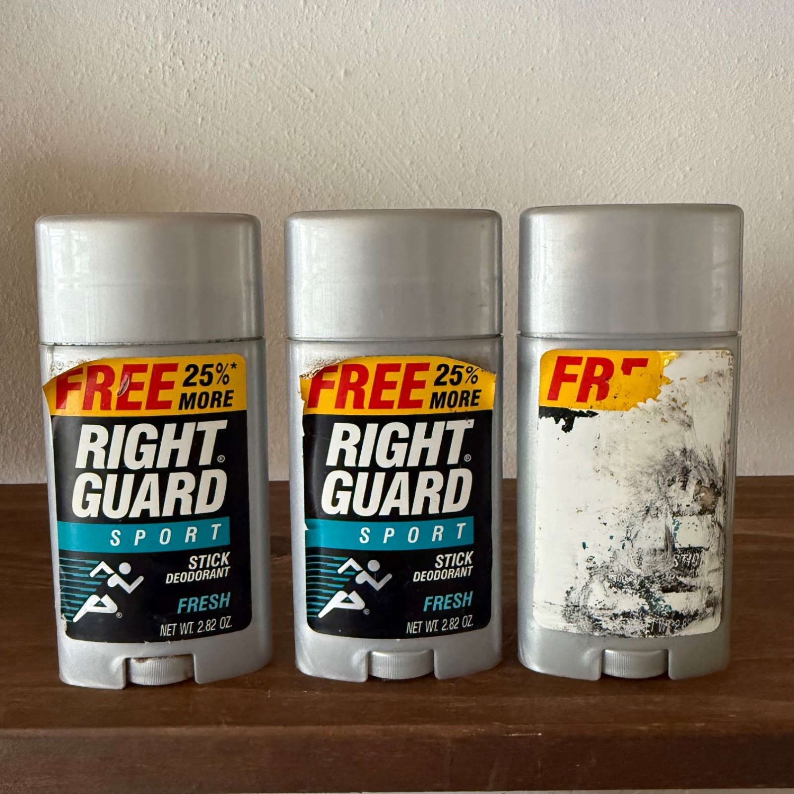 3pc Vintage 1992 Right Guard Sport Deodorant 2.82oz NOS Props