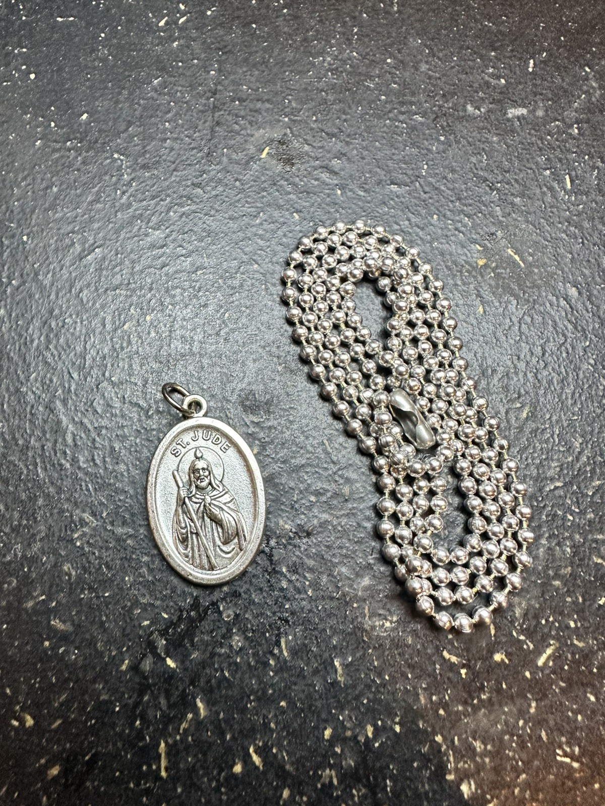 Saint St Jude Medal Pendant Necklace - Zinc Alloy, Made in Italy, 1 Saint St Jude Medal Pendant Necklace - Zinc Alloy, Made in Italy, 1