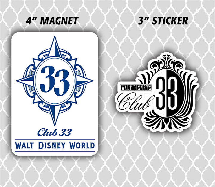 Disneyland Club 33 Members logo Magnet and Sticker Combo