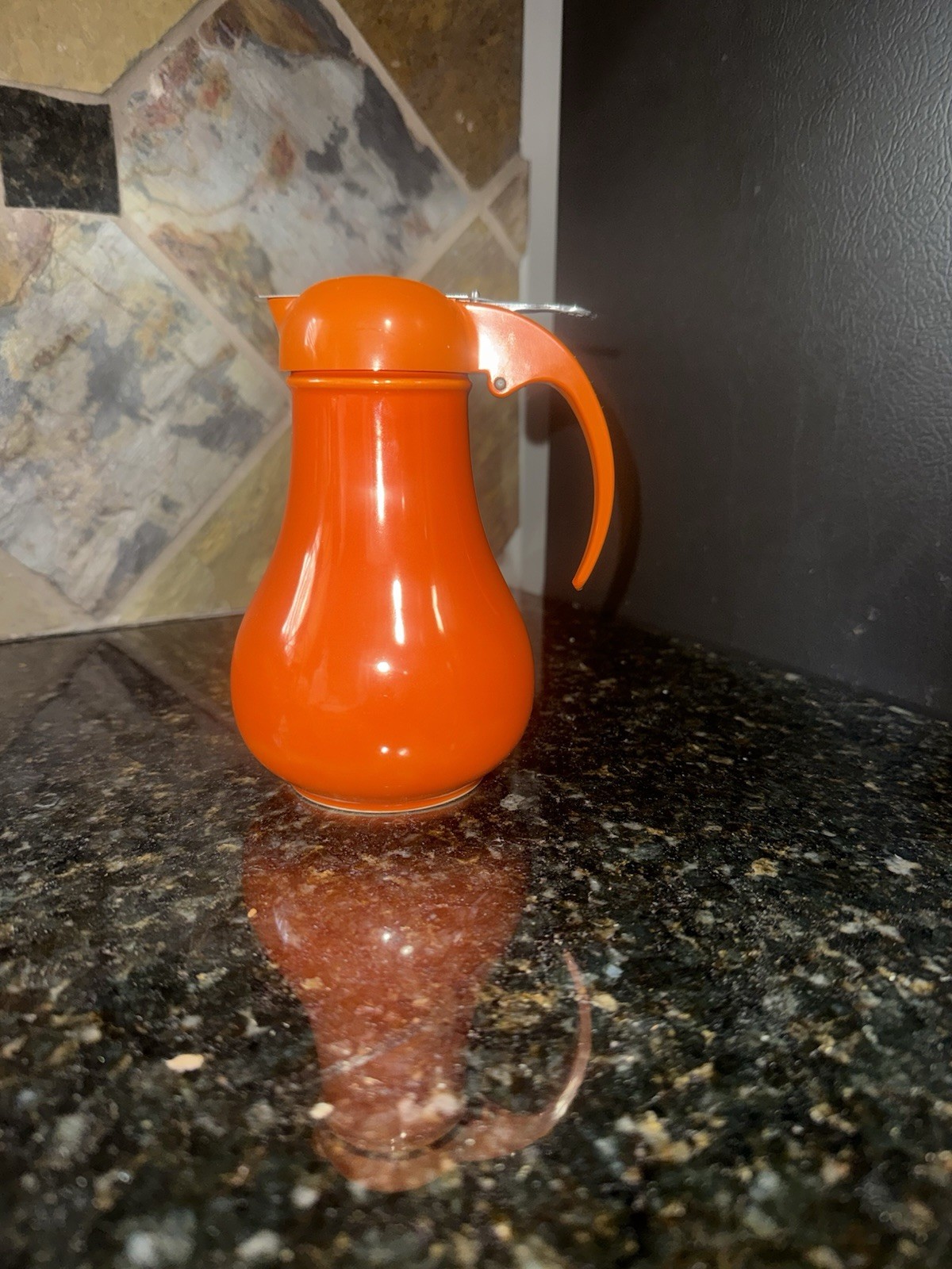 VTG Rare Homer Laughlin Fiesta original Radioactive Red Syrup pitcher w/ Red Lid