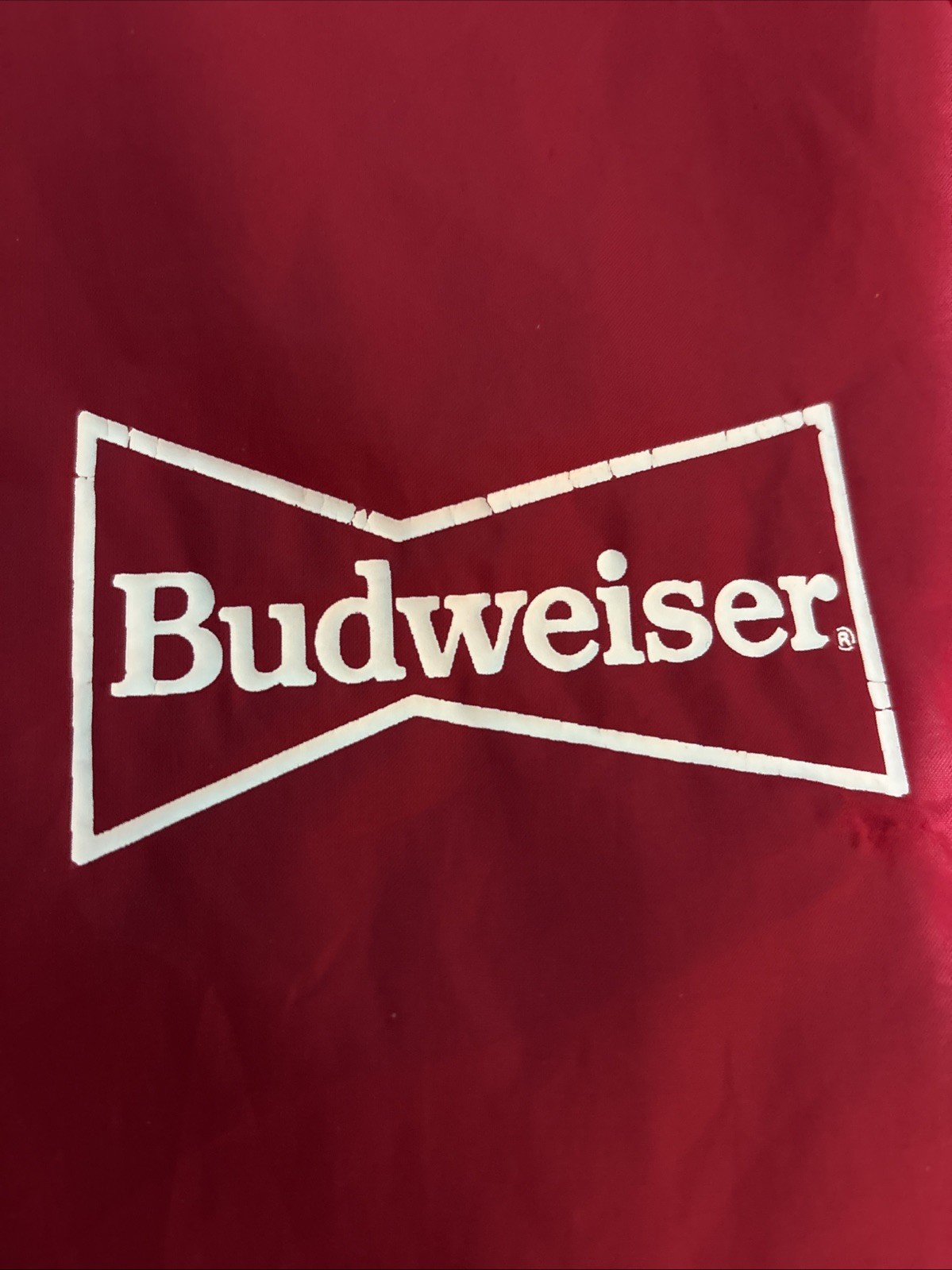 Mens (XXL)Vintage 90s Budweiser Red Hooded Windbreaker Jacket Pullover Anorak