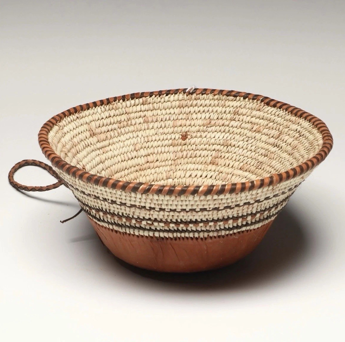 Omani Bedouin Palm Basket Camel Leather Base Tribal Décor- Provenance ASUni