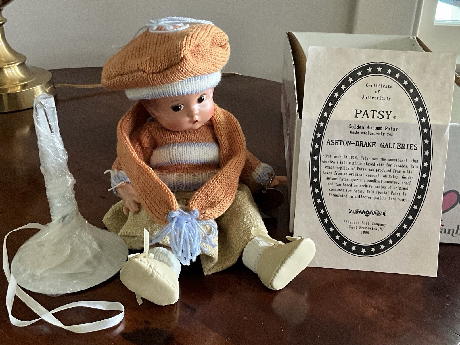 EFFANBEE DOLL COMPANY PATSY GOLDEN AUTUMN DOLL 12” ASHTON-DRAKE GALLERIES CERT.
