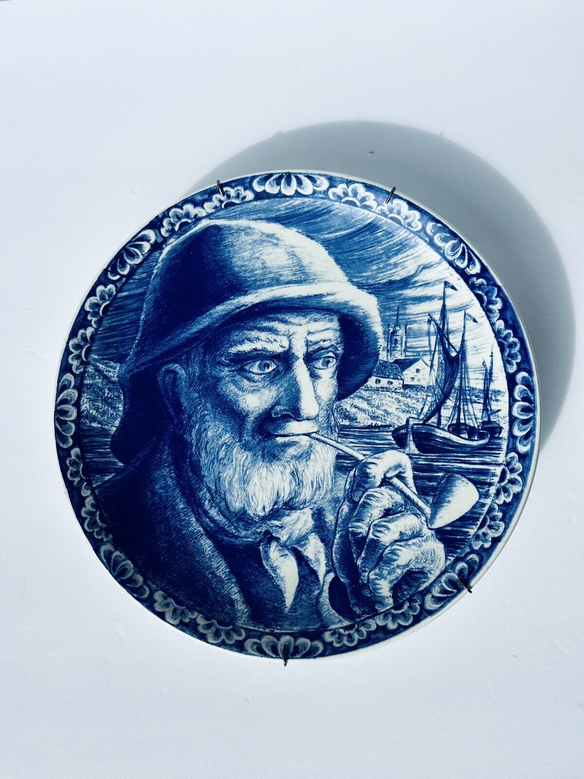 Vintage Delft Ceramic Wall Hanging Charger Plate Sailor And The Horizon 