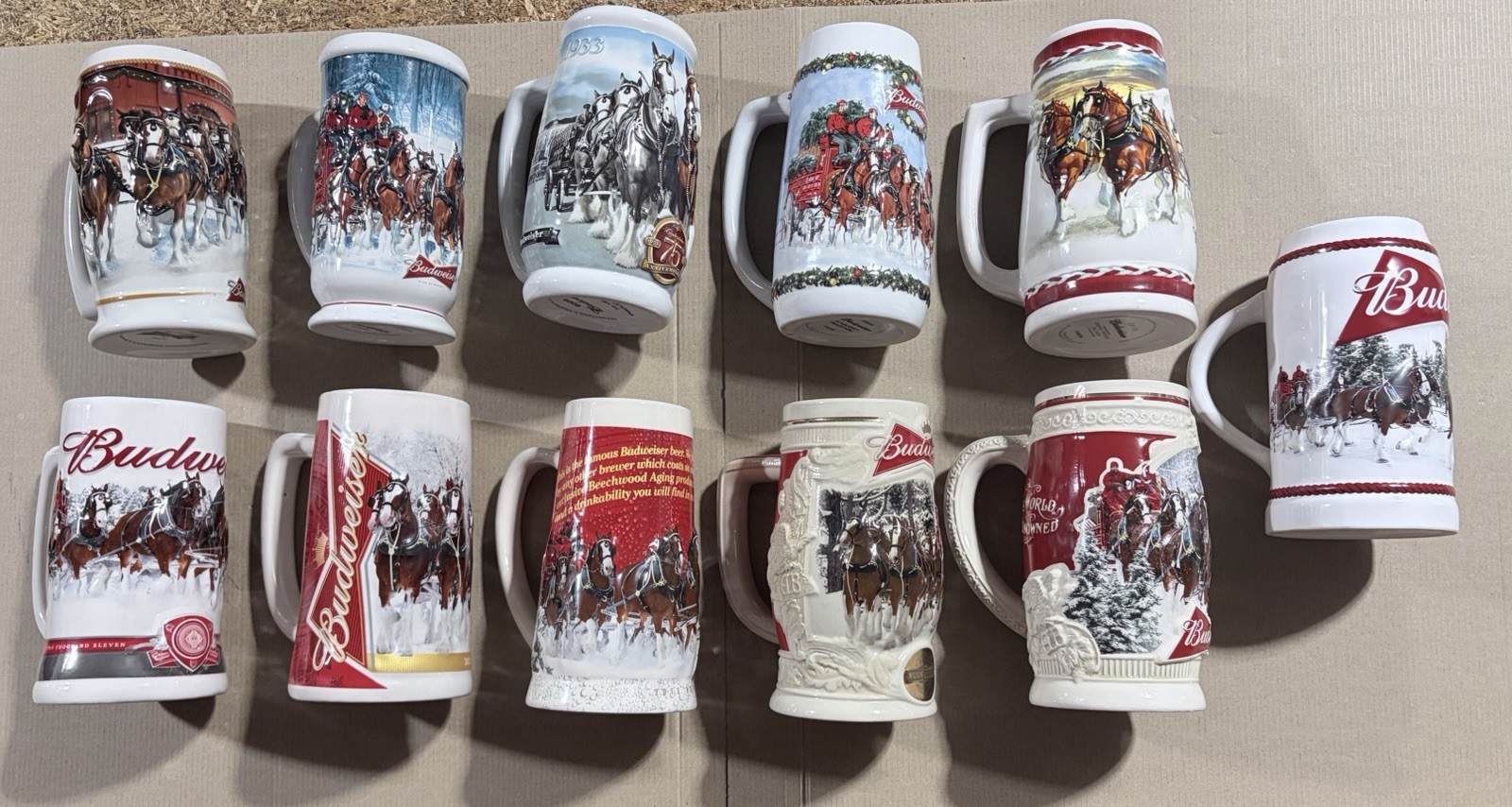 Complete 2006-2016 Budweiser Holiday Stein Lot (11 Mugs) - NIB / Never Displayed