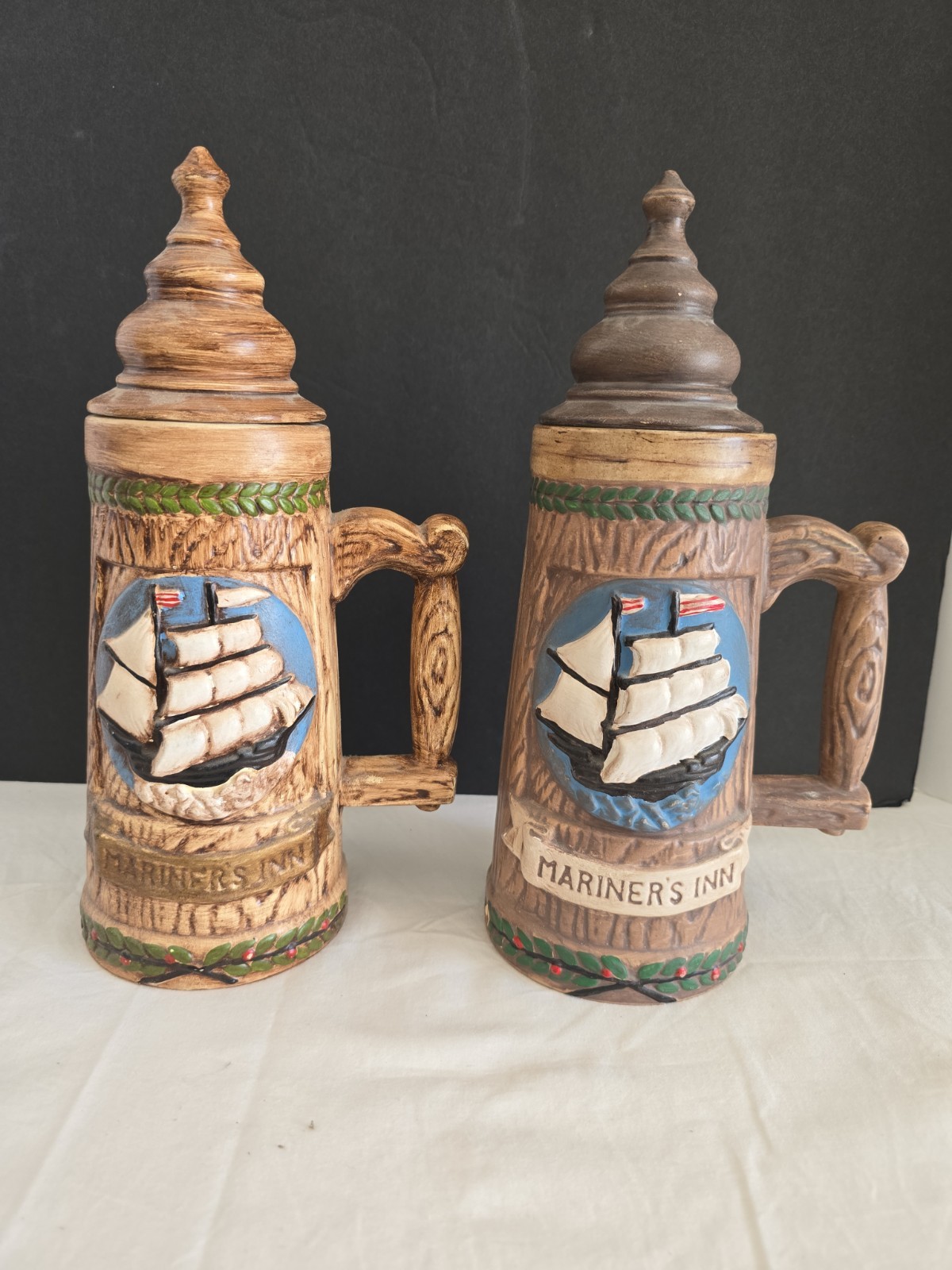 2 Vintage Mariner\'s Inn Beer Stein Mug Ship Sail 11\ 2 Vintage Mariner\'s Inn Beer Stein Mug Ship Sail 11\