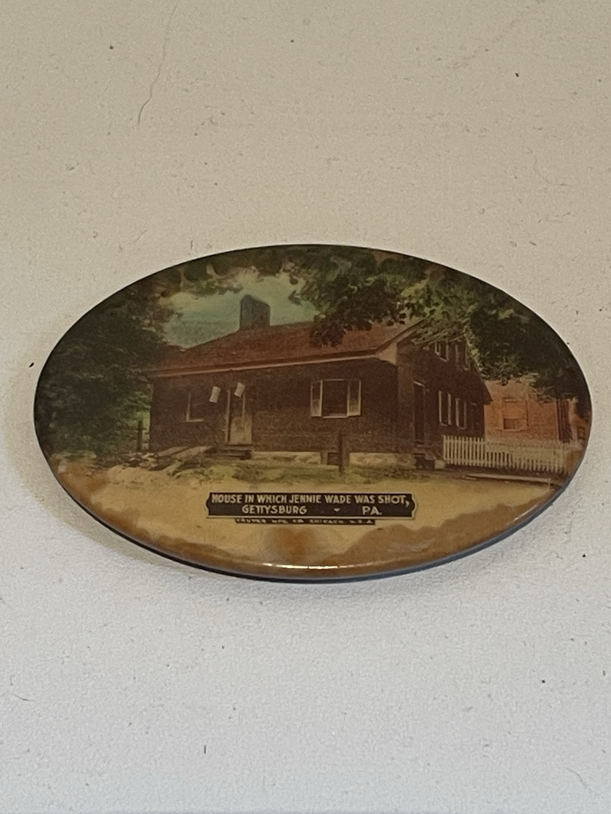 Jennie Wade House Gettysburg PA Celluloid Pocket Mirror 1920s