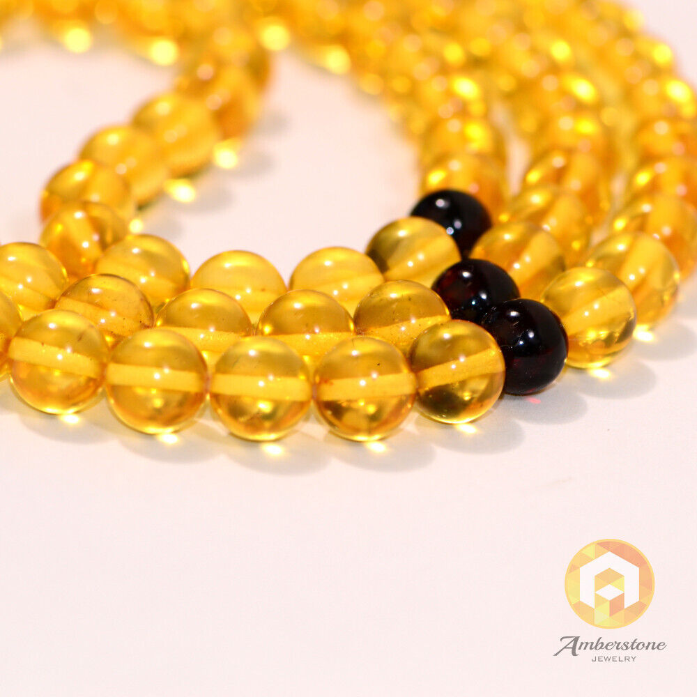 Clear Yellow Natural Amber Mala Buddhist Prayer beads 8mm