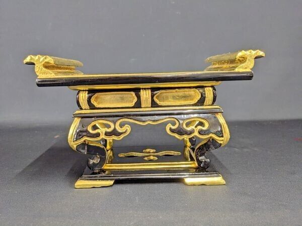 Japanese Buddhist Altar Wood Stand Table Kyozukue Gold Black high grade
