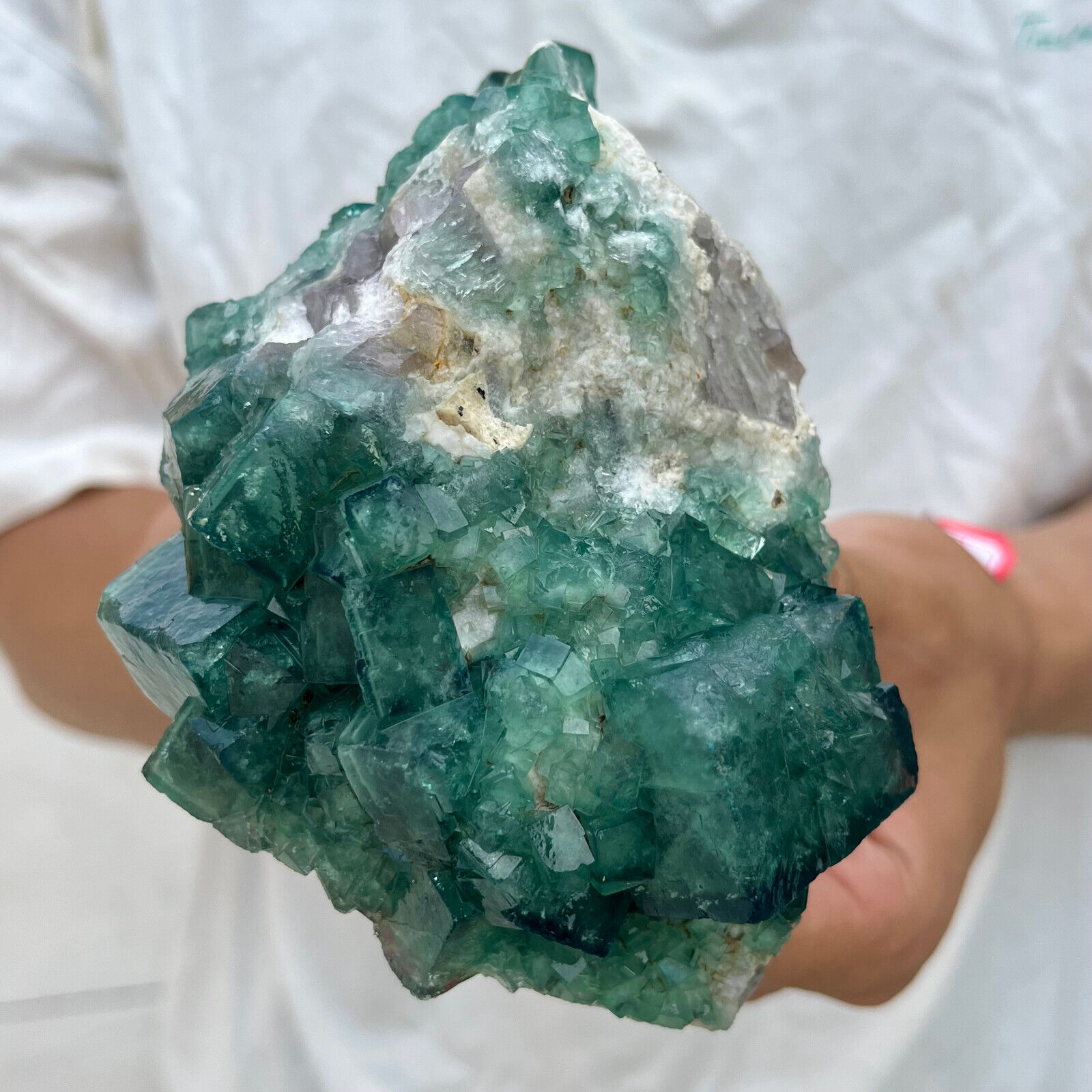 1.8lb NATURAL Green Cube FLUORITE Quartz Crystal Cluster Mineral Specimen