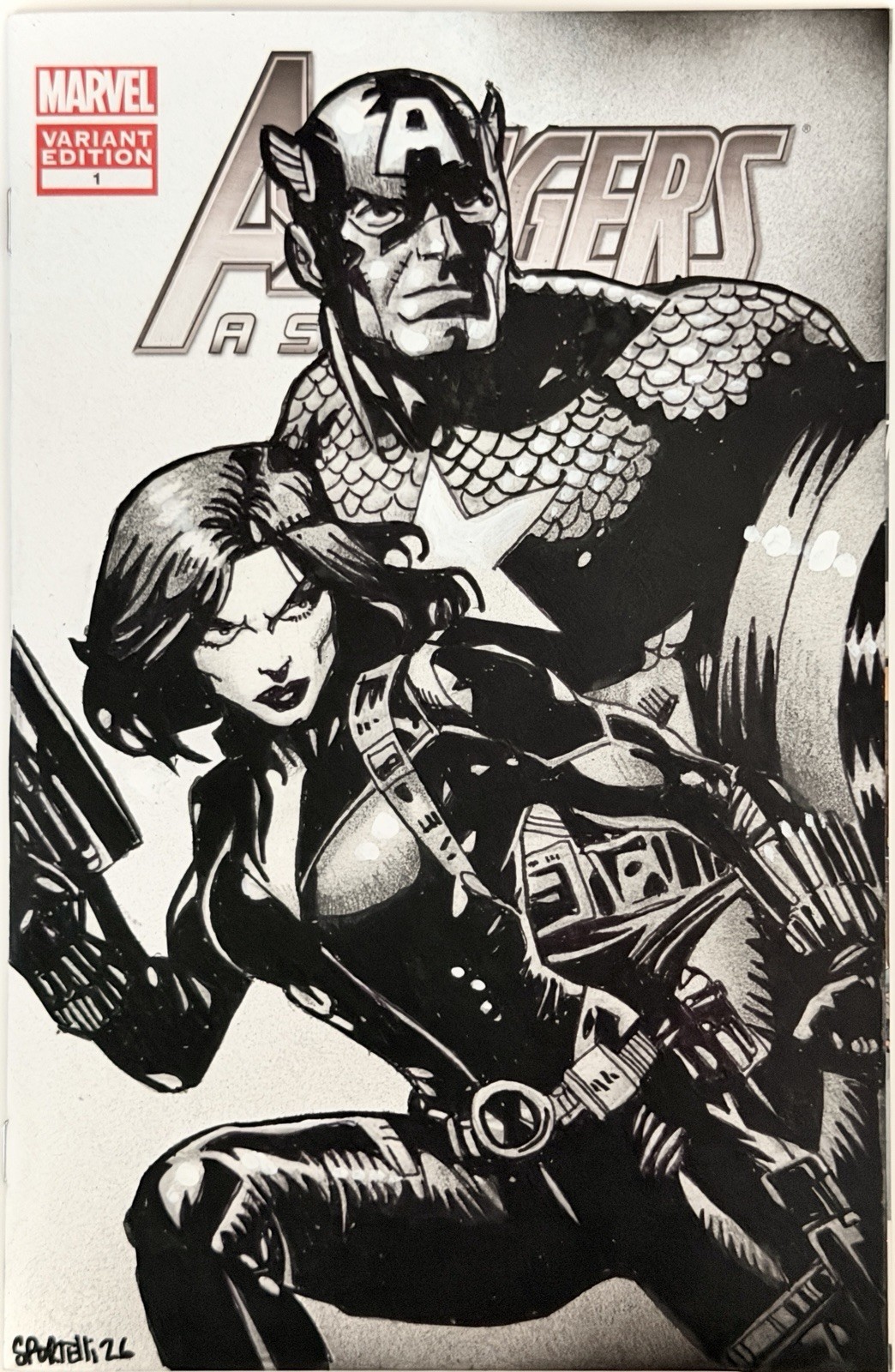 Avengers Assemble 1 - Blank Sketch Variant Cover w/Original Art by Sportelli COA