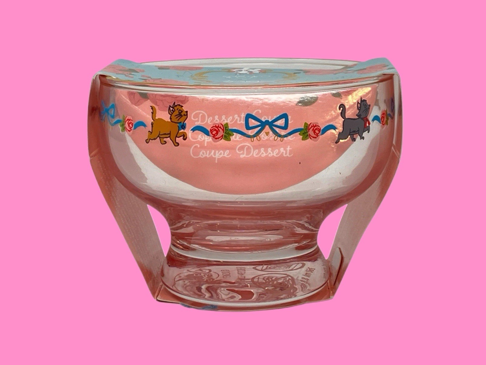 Disney Dessert Coupe Glass Bowl Pink Aristocats Ann Shen Marie Parisian Cat New