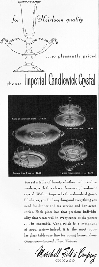 Imperial Glass Candlewick Crystal Tidbit Tray Mayonnaise Set Plate 1952 Print Ad