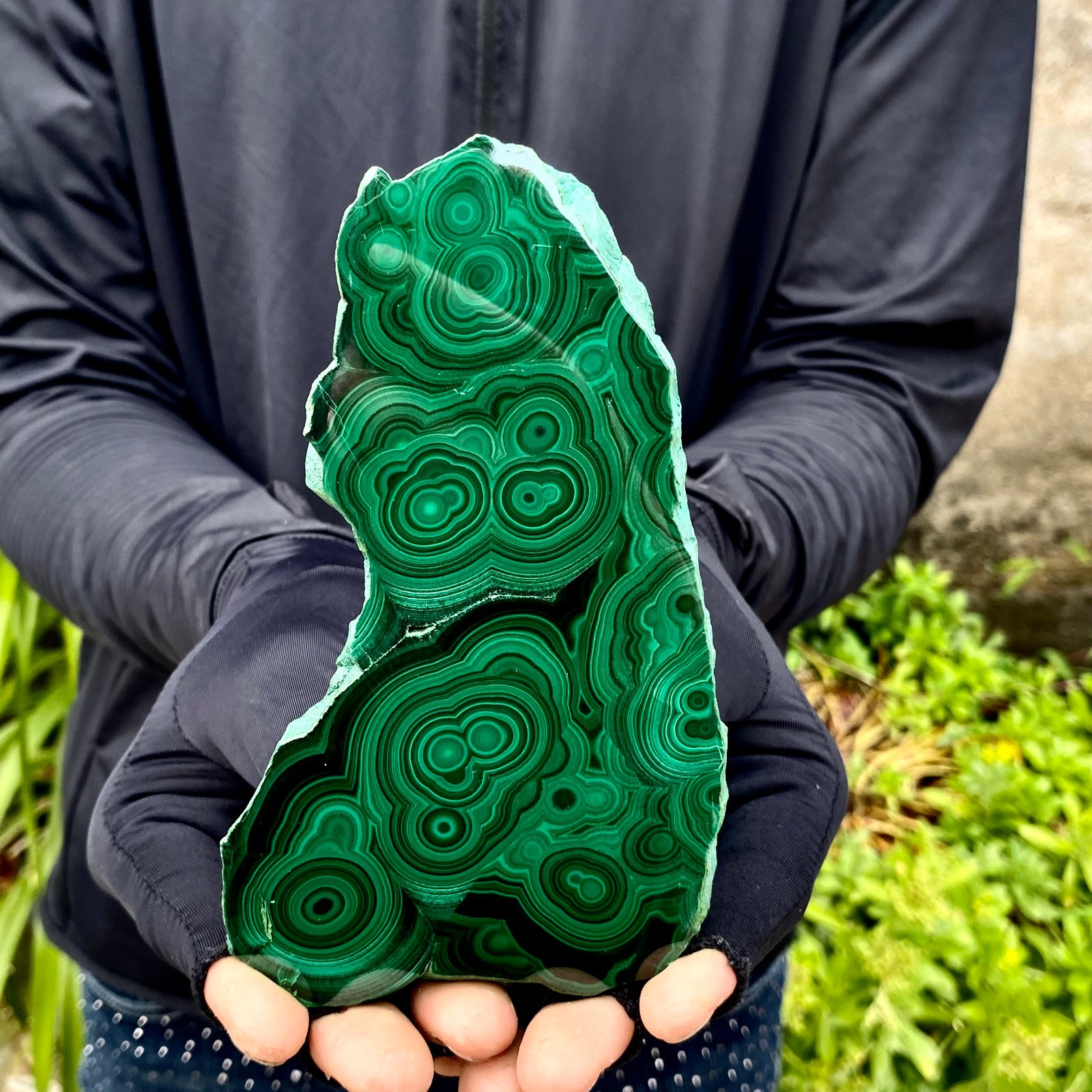 388G Natural Green Malachite Crystal Flaky Pattern Ore Specimen Quartz Healin