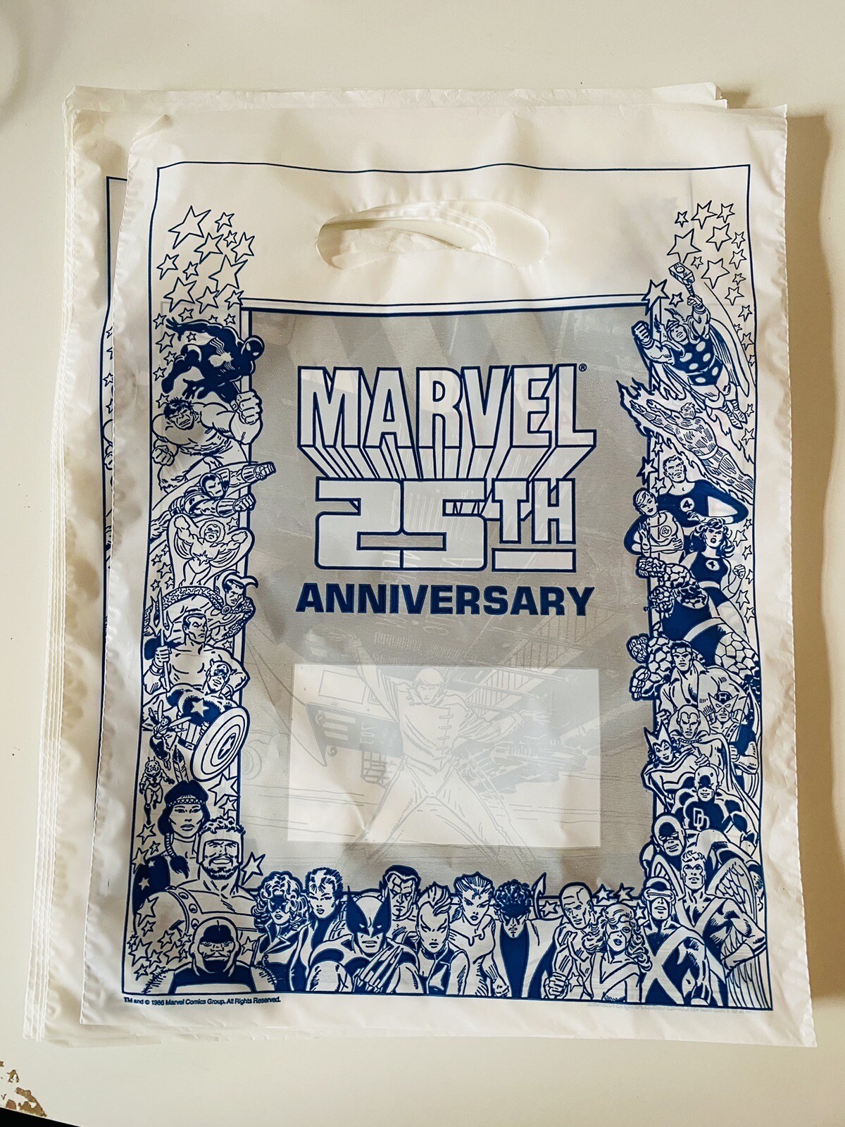 Marvel 25th Anniversary & New Universe Retail Store Bag NEW UNUSED 1986 Marvel 25th Anniversary & New Universe Retail Store Bag NEW UNUSED 1986