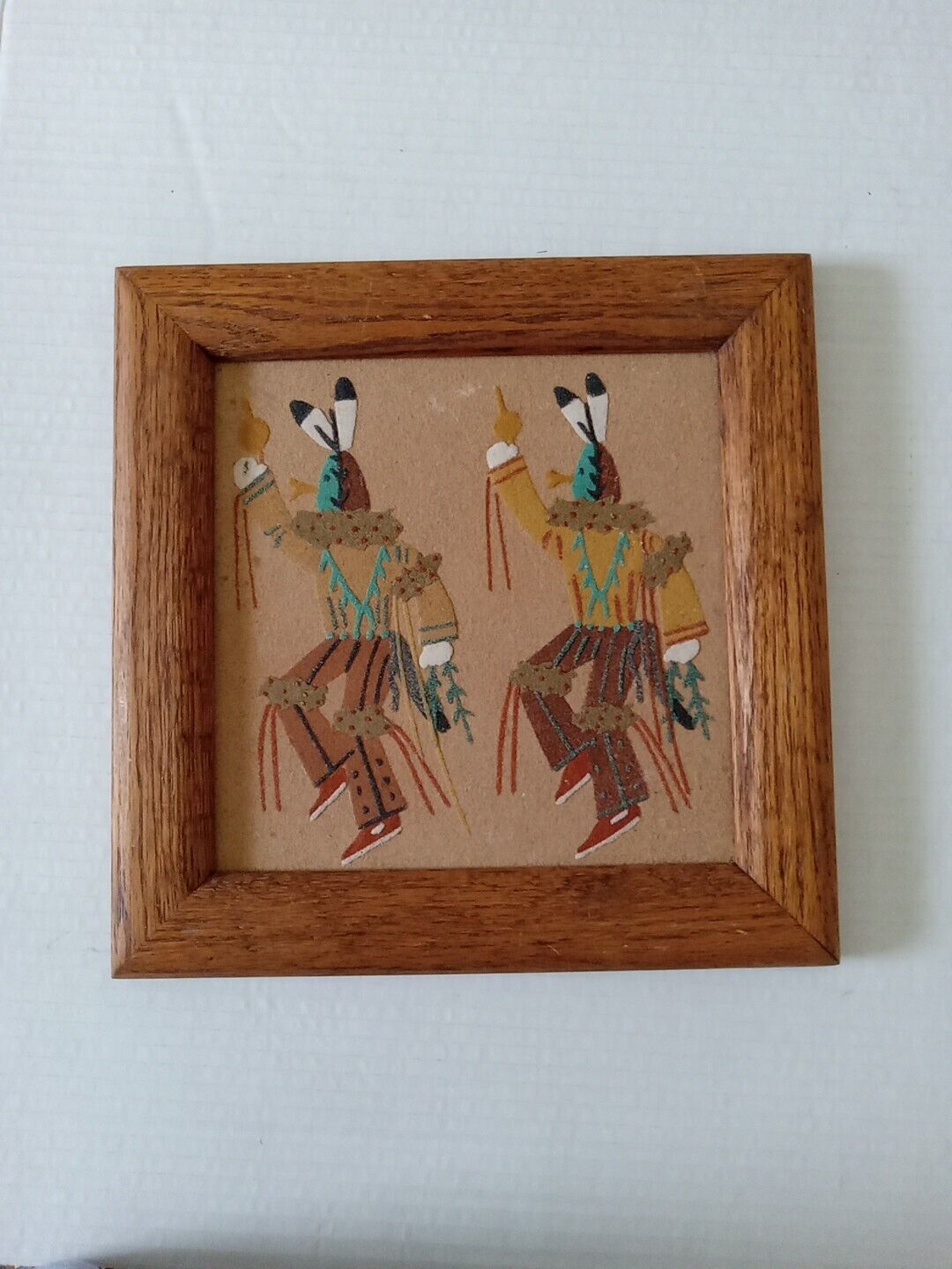 Vintage Native American Sand Art. Yei-Bei-Chei A Winter Ceremony Signed 11x11