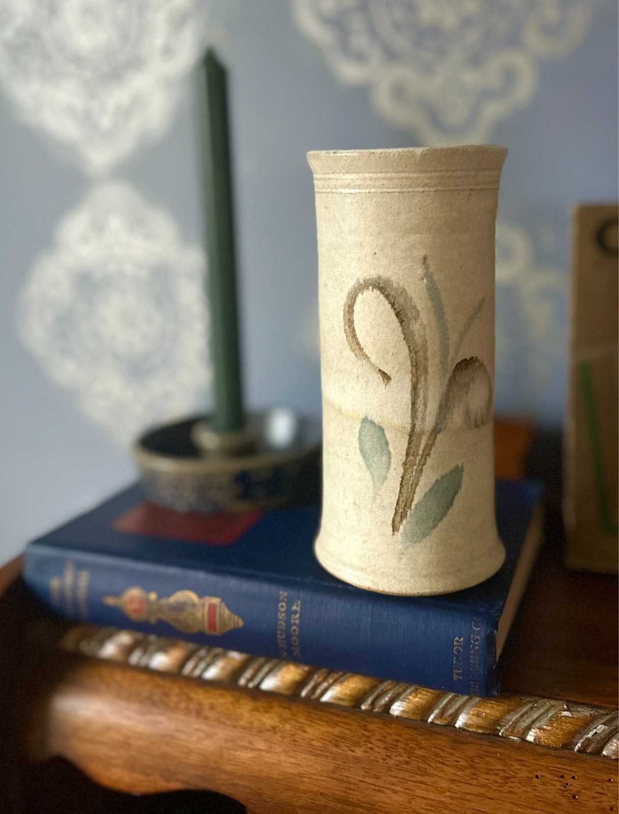 Mid-century vintage ceramic stoneware vase, artist signed by Marcia Halperin