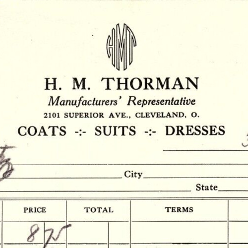 1939 H.M. THORMAN COATS SUITS DRESSES CLEVELAND OHIO BILLHEAD INVOICE Z590