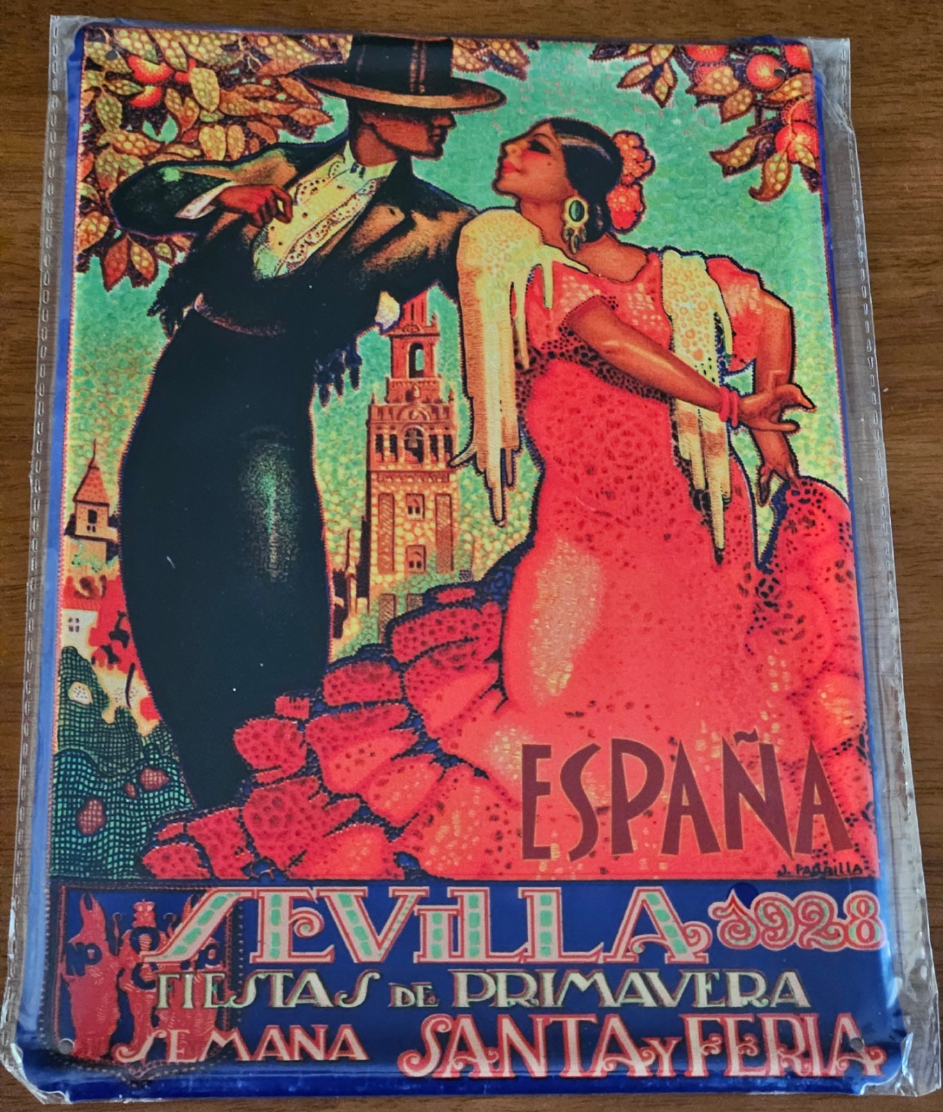 NEW Seville Spring Festival Spanish Metal Placa 1928 Inspired Poster Design