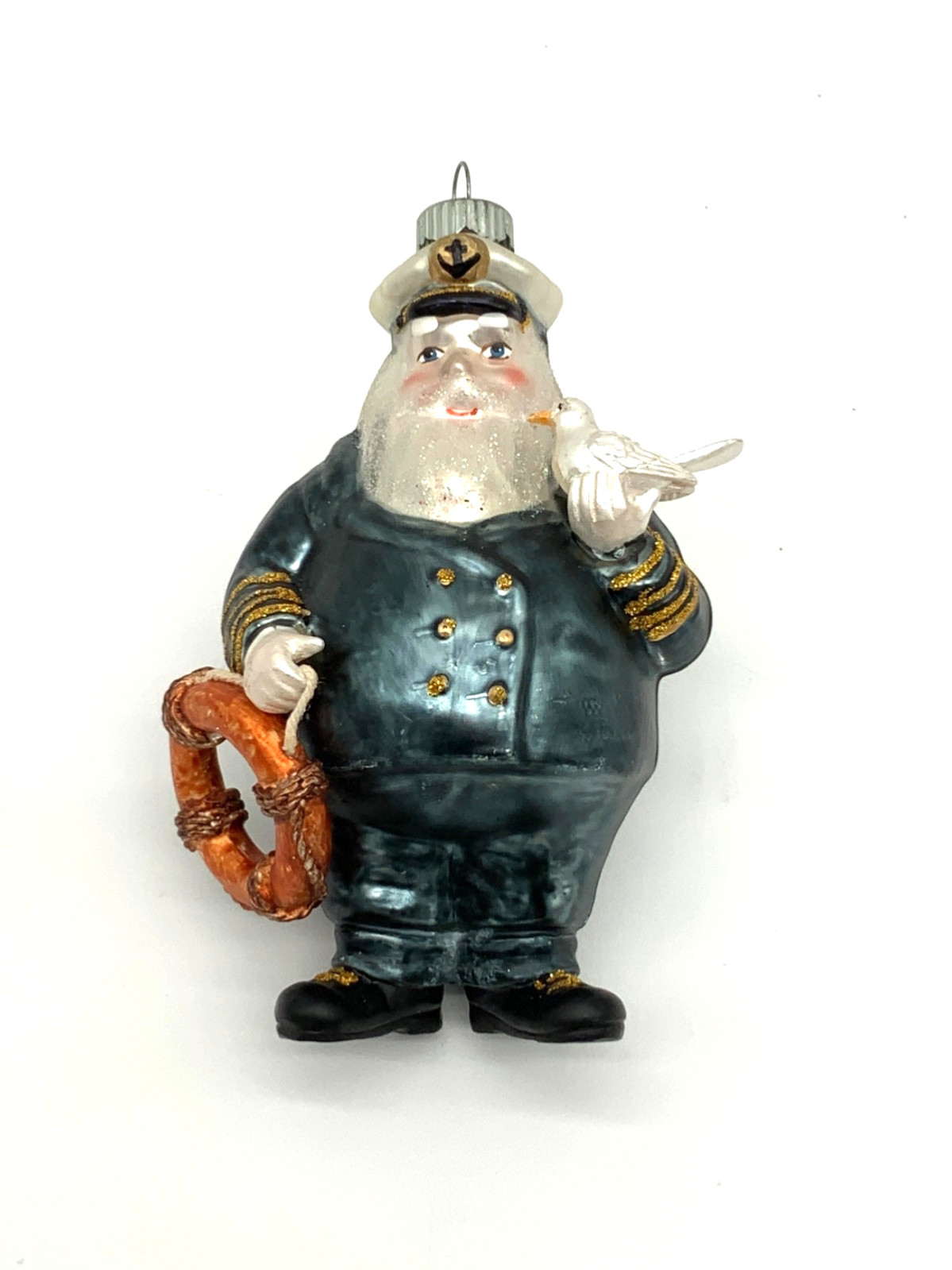 Fisherman Marine Seaman/Ship Captain Ornament +Rescue Ring Christmas Beach ca 4”