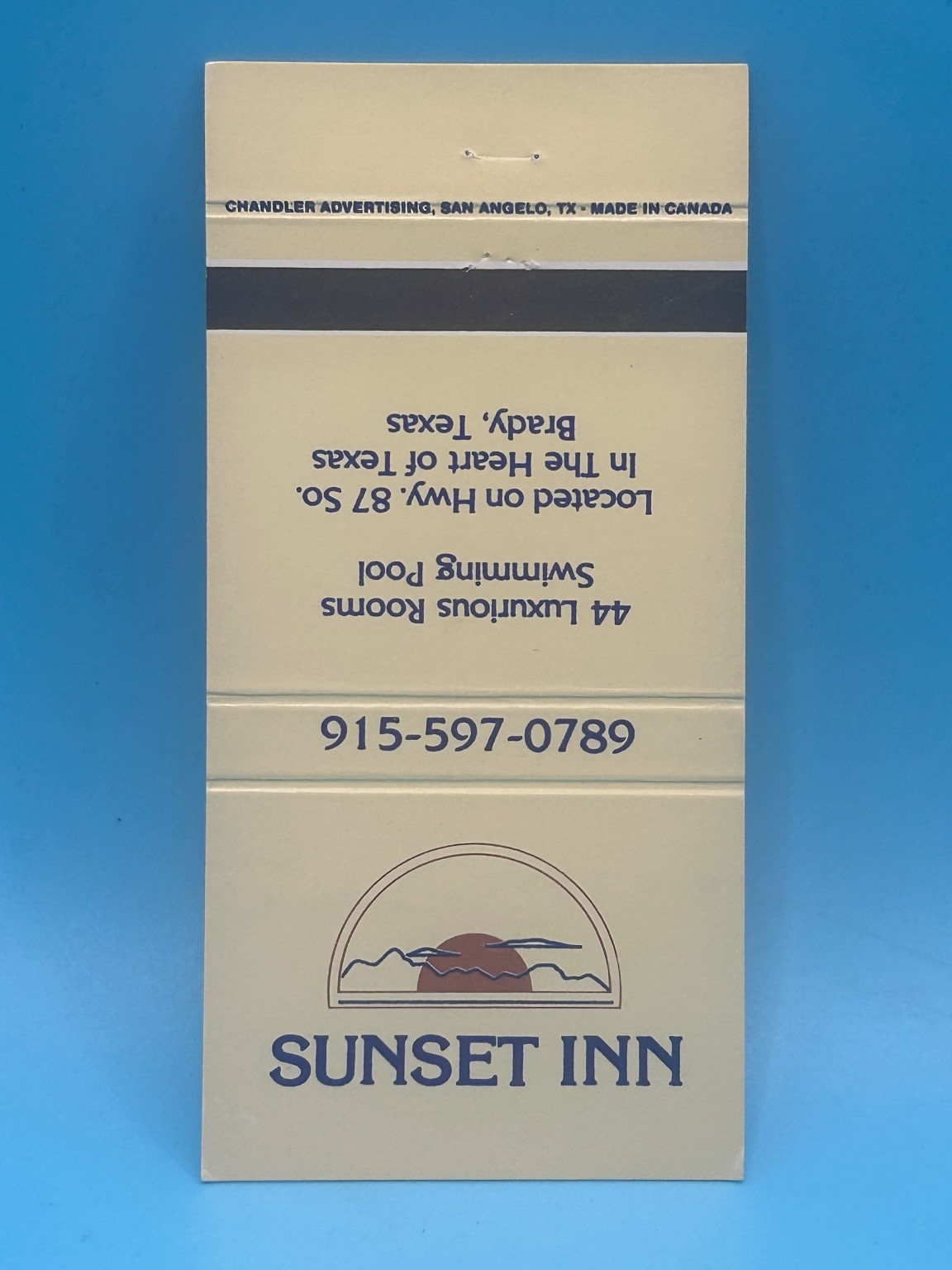 Vintage SUNSET INN Brady Texas Matchbook Cover Hotel Motel Advertising Vintage SUNSET INN Brady Texas Matchbook Cover Hotel Motel Advertising