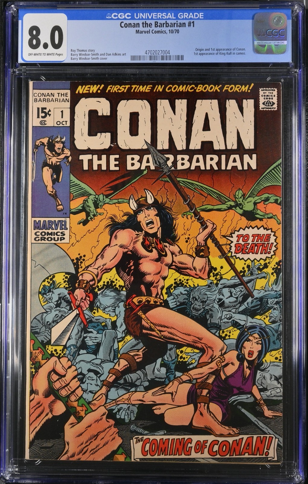 Marvel CONAN (1970) #1 Key 1st APP Barry Windsor-Smith CGC 8.0 VF