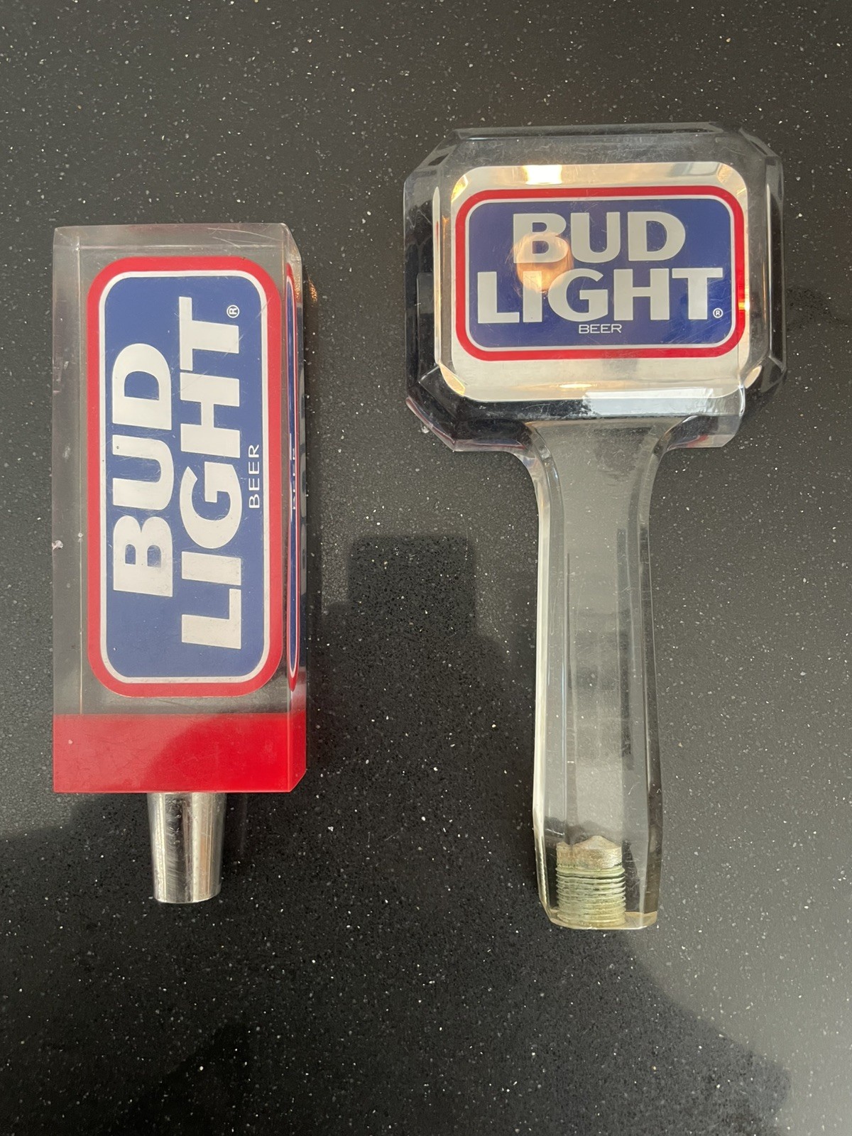 Vintage Estate Bud Light Acrylic-Lucite Tap Handle Lot of 2 Budweiser, Bud