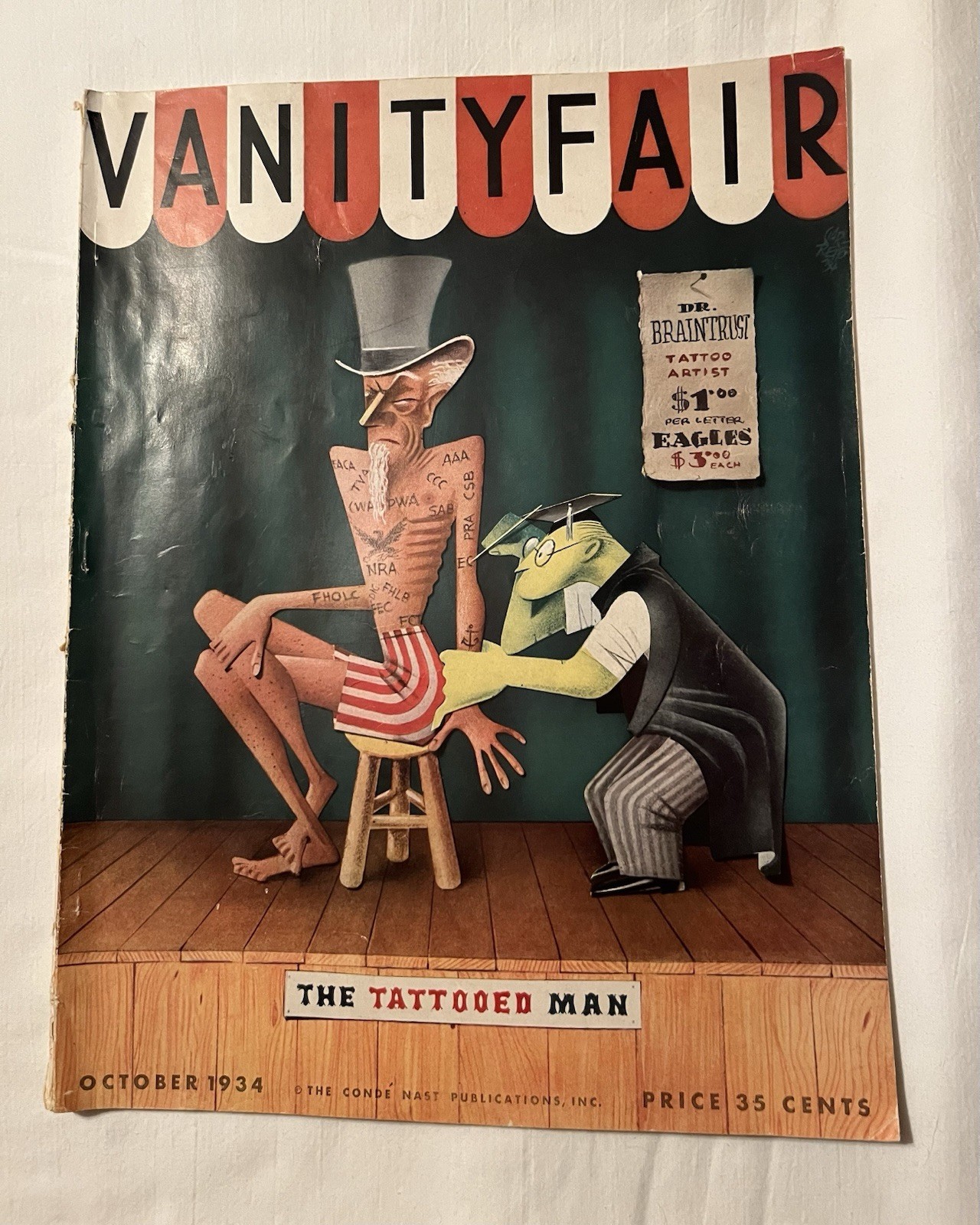 Vintage Vanity Fair Iconic Oct 1934 “The Tattooed Man” by artist Paolo Garretto