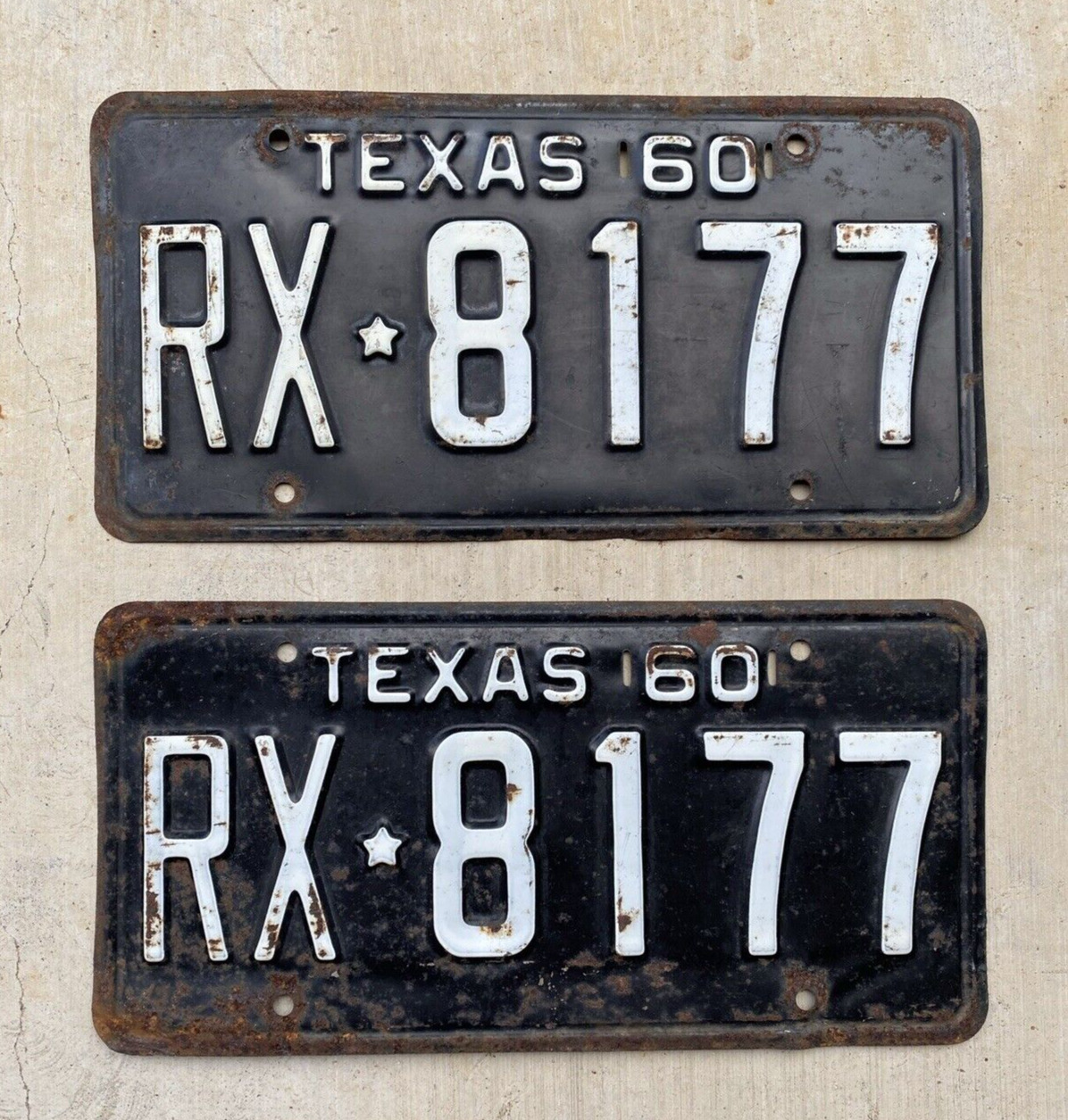 Vintage 1960 Texas License Plate Set RX 8177 Original Pharmacy Doctor Nurse