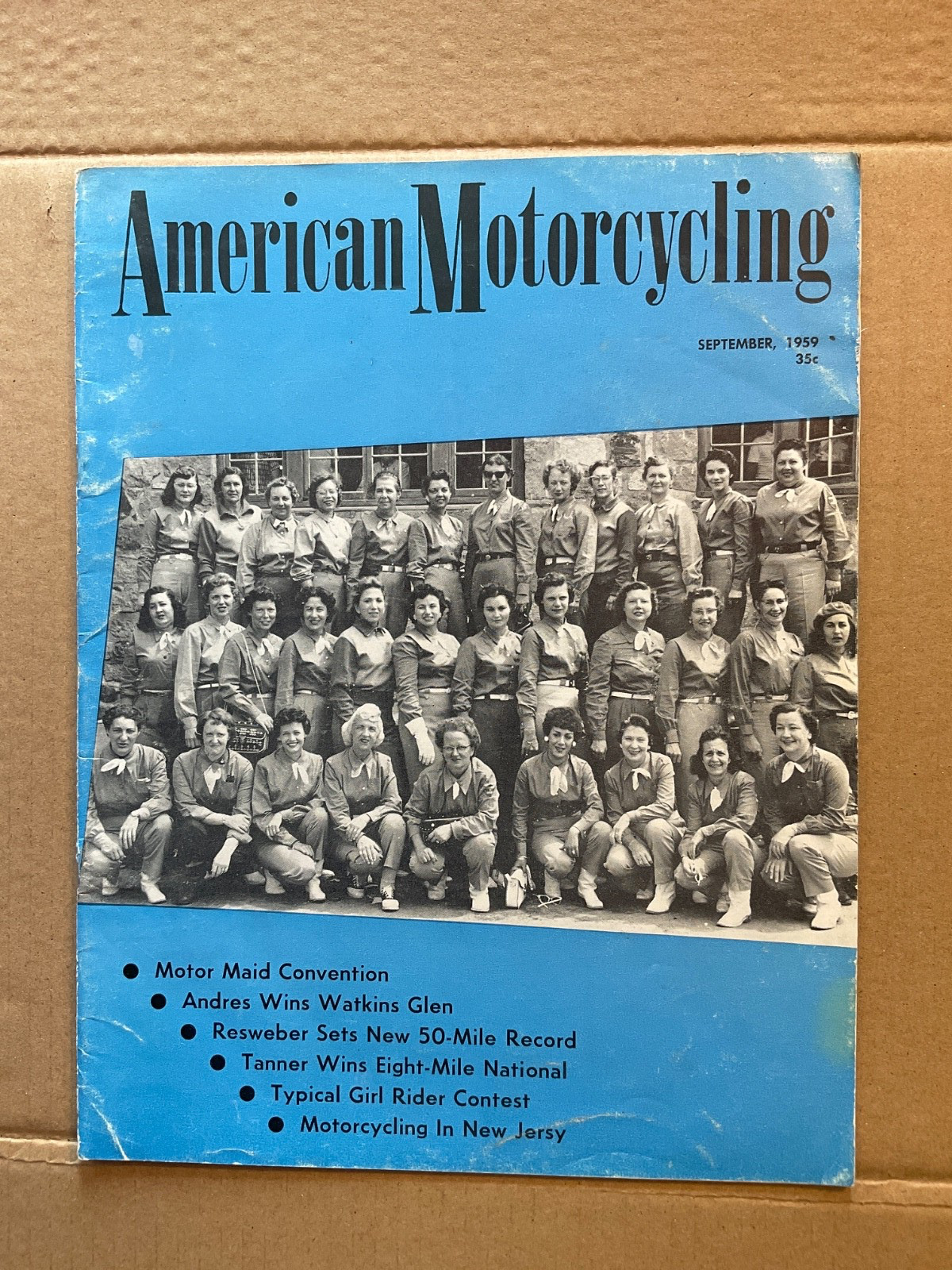 1959 American Motorcycling Magazine AMA Racing Harley Indian Motor Maid