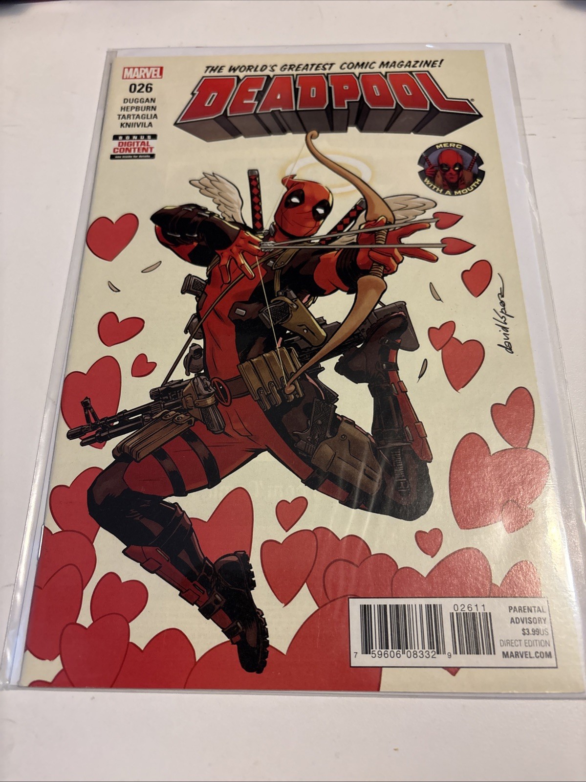 Deadpool #26 (2017) Marvel Comics Lopez Cover A Cupid Vday Cover - NM