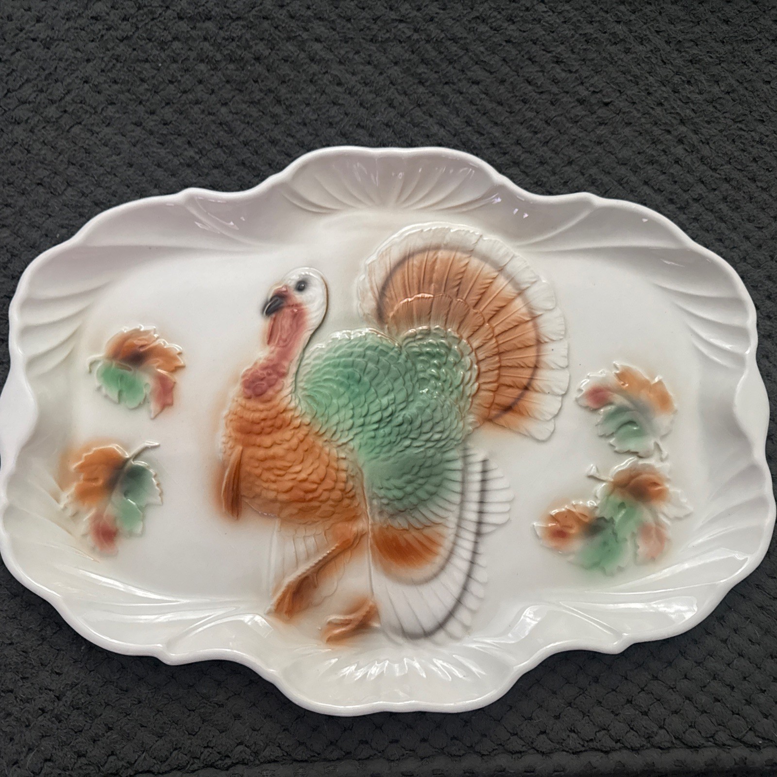 Beautiful Vintage Lane And Co Ceramic Turkey Platter VanNuys Calif USA