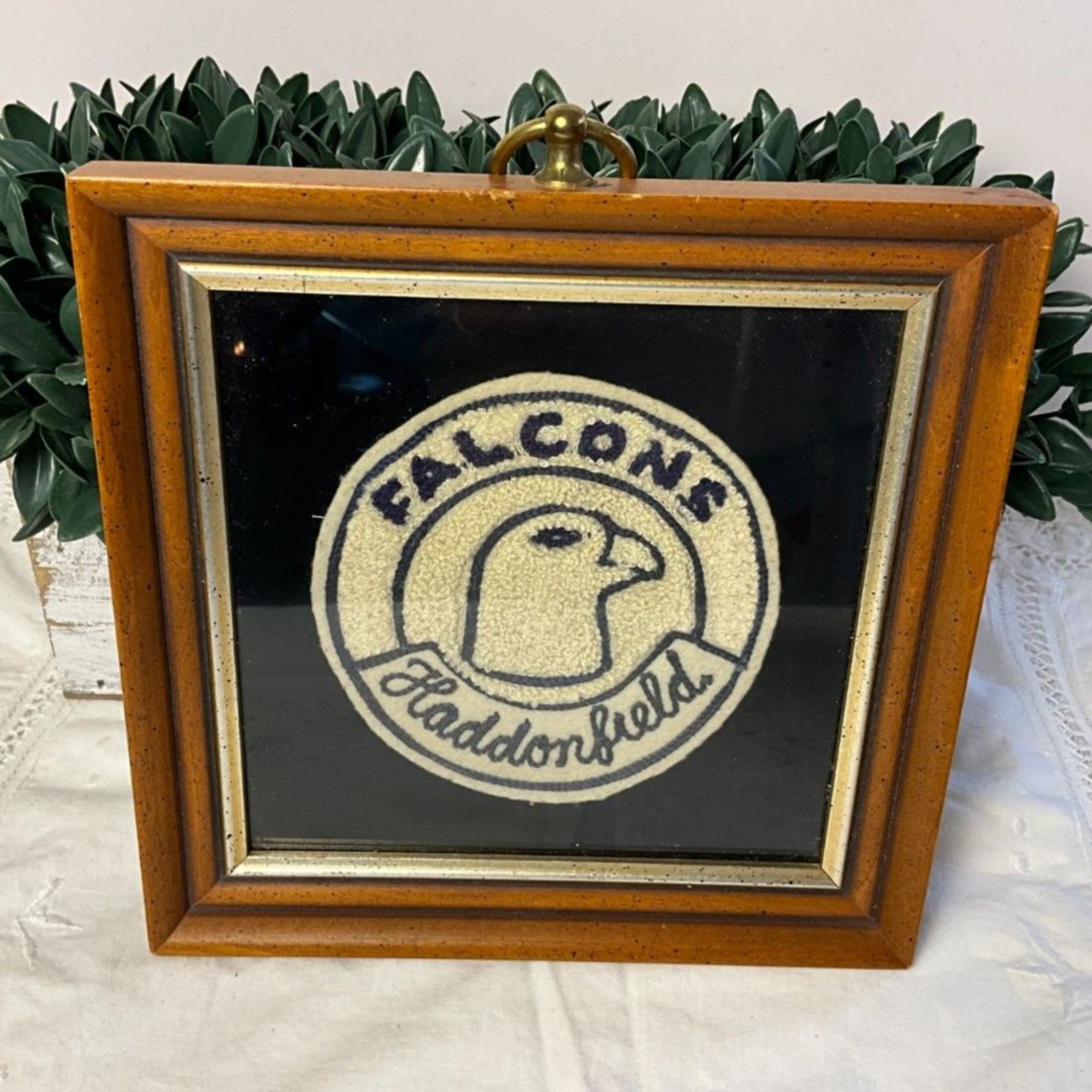 Vintage 1940s–50s Haddonfield NJ Falcons Chenille Patch Framed NJ Memorabilia