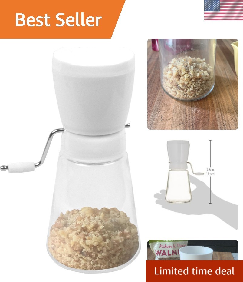 5716 Hand Crank Nut Chopper/Grinder, 7.5 inches White | Easy To Use Manual Nu...