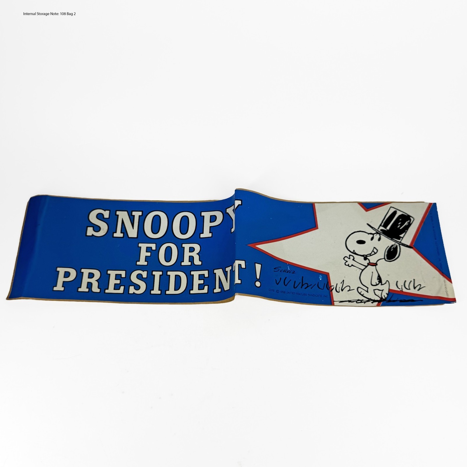 Vintage Snoopy For President Banner Peanuts Schulz Paper Sign Red White Blue
