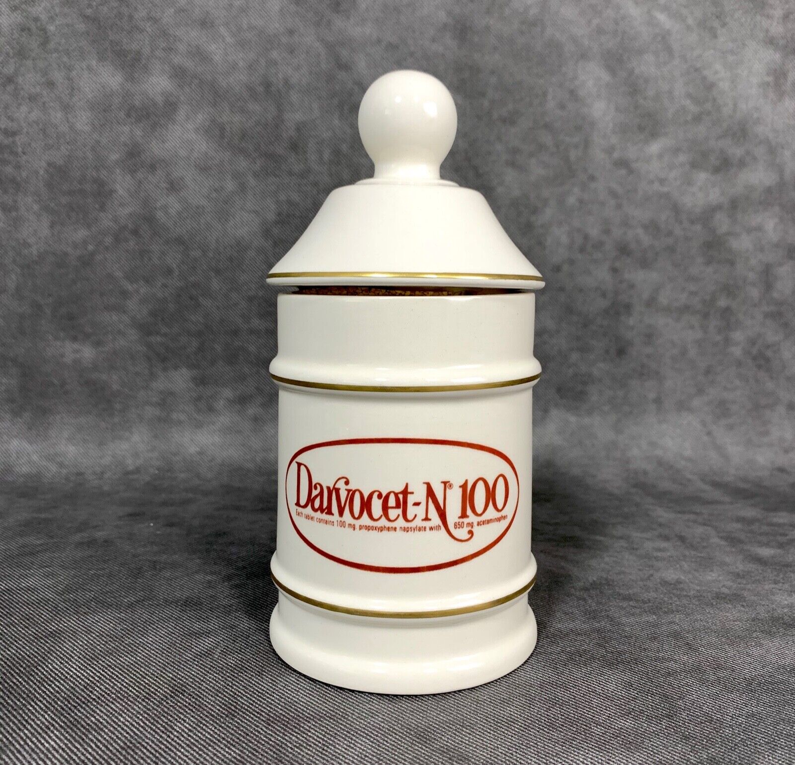 Darvocet N 100 Porcelain 7” Apothecary Jar Lofisa Lilly Pharmaceutical Darvon 65