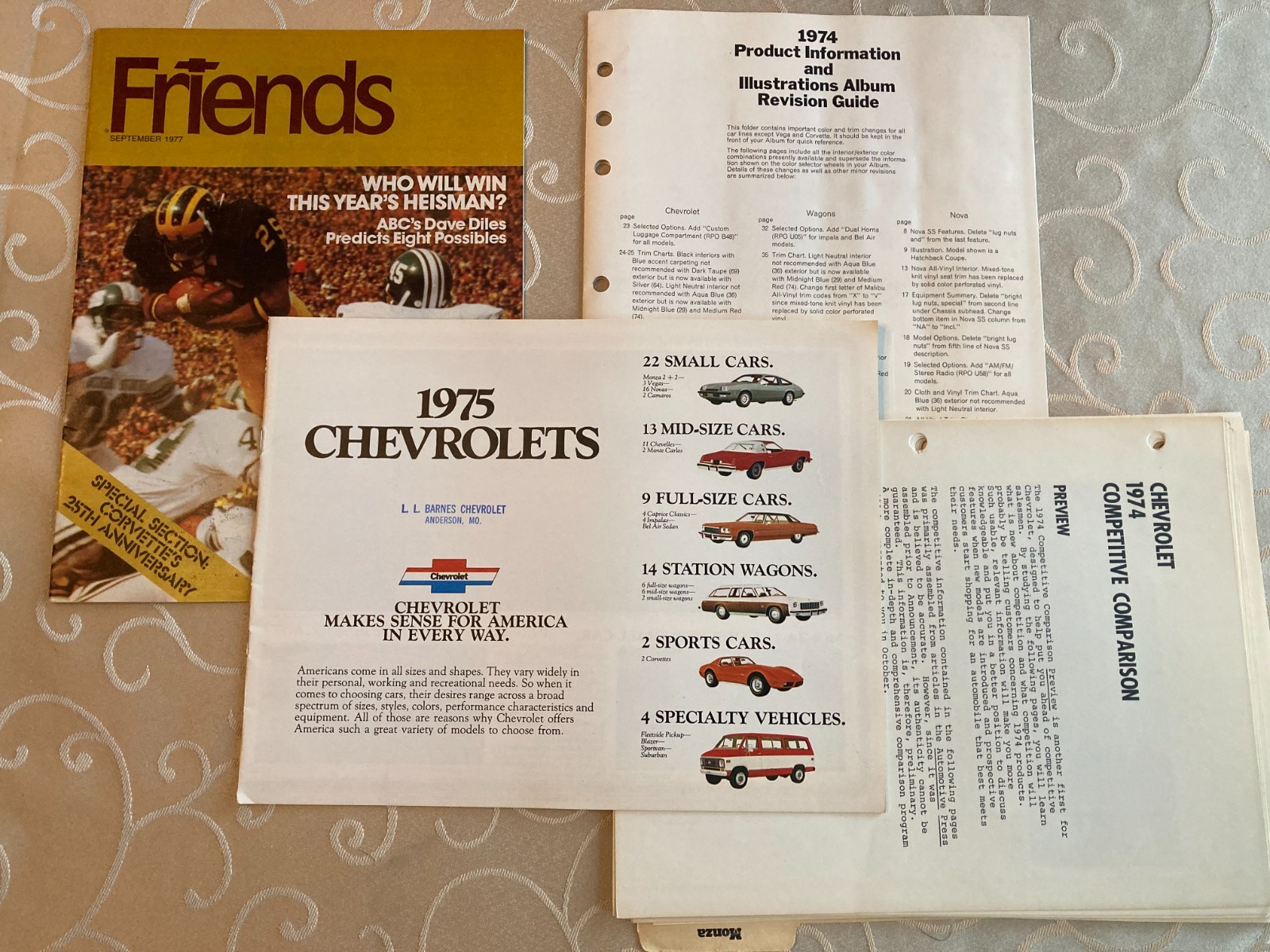 1974-77 Chevrolet Dealer Literature Lot 1975 Chevy Brochure 1974 Info Guides