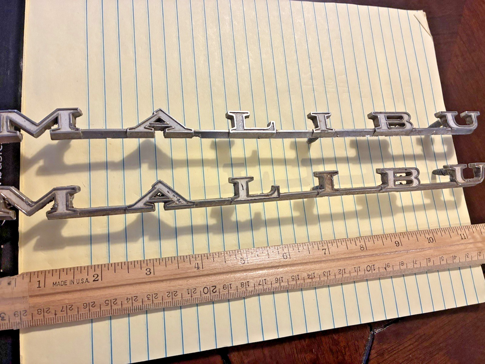 VINTAGE SET OF 2 CHEVROLET CHEVY MALIBU Emblems Scripts Badges Trim Ornament