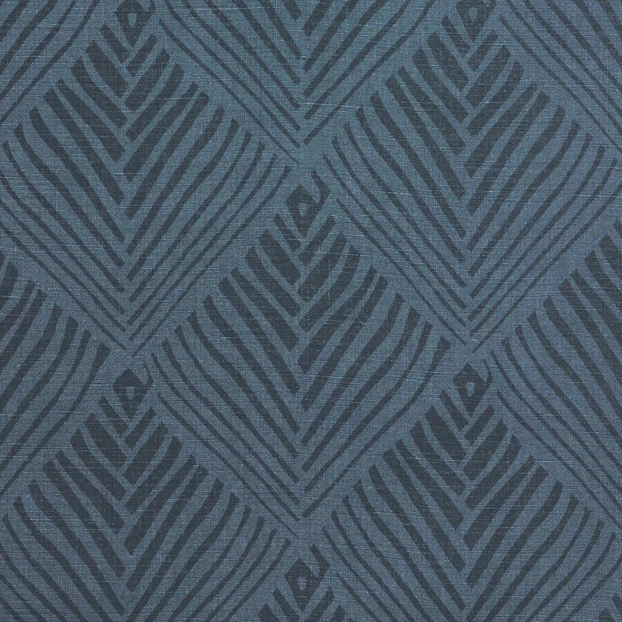 Serena Dugan Palm Leaf Design Linen Print Fabric- Bahia / Ink Indigo 1.75 yds