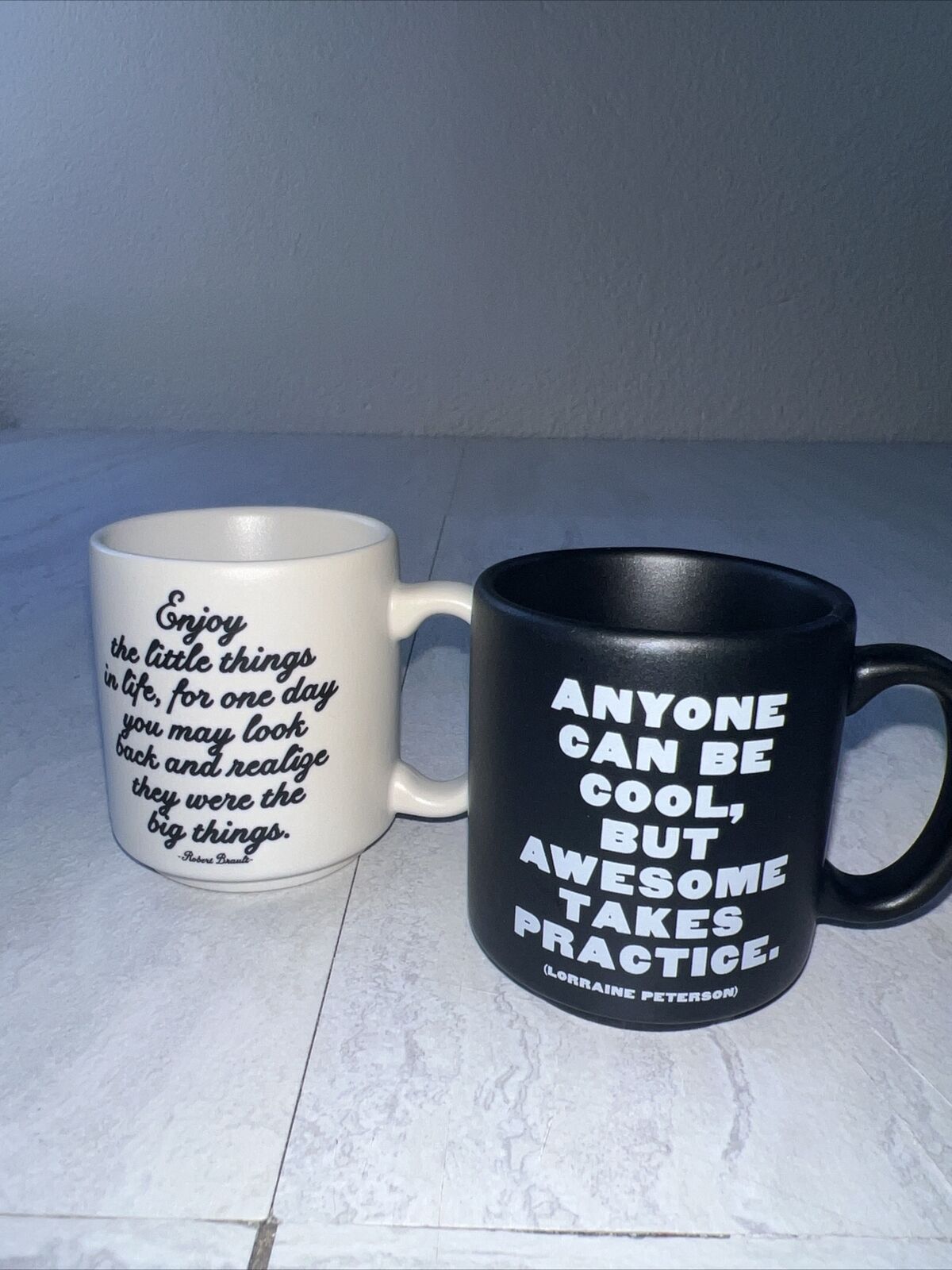 Quotable Mini Mugs Lot Of 2 Espresso 2.5” Enjoy The Little Things Anyone Can Be