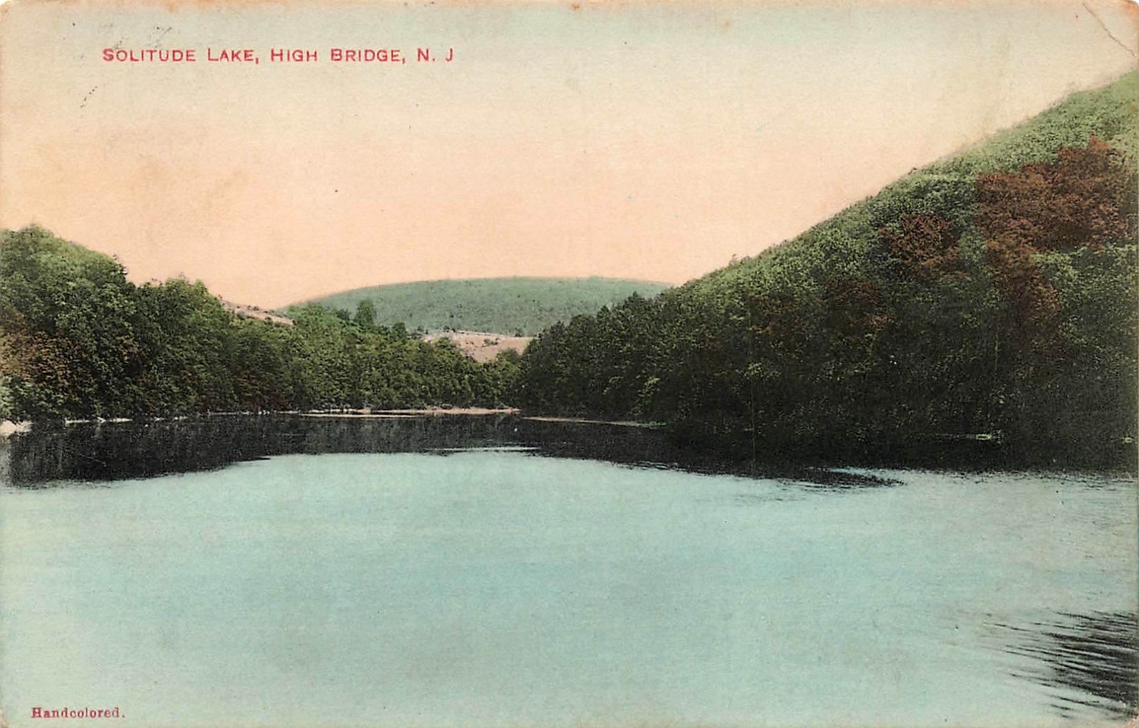 1912 NEW JERSEY POSTCARD: VIEW OF SOLITUDE LAKE, HIGH BRIDGE, NJ