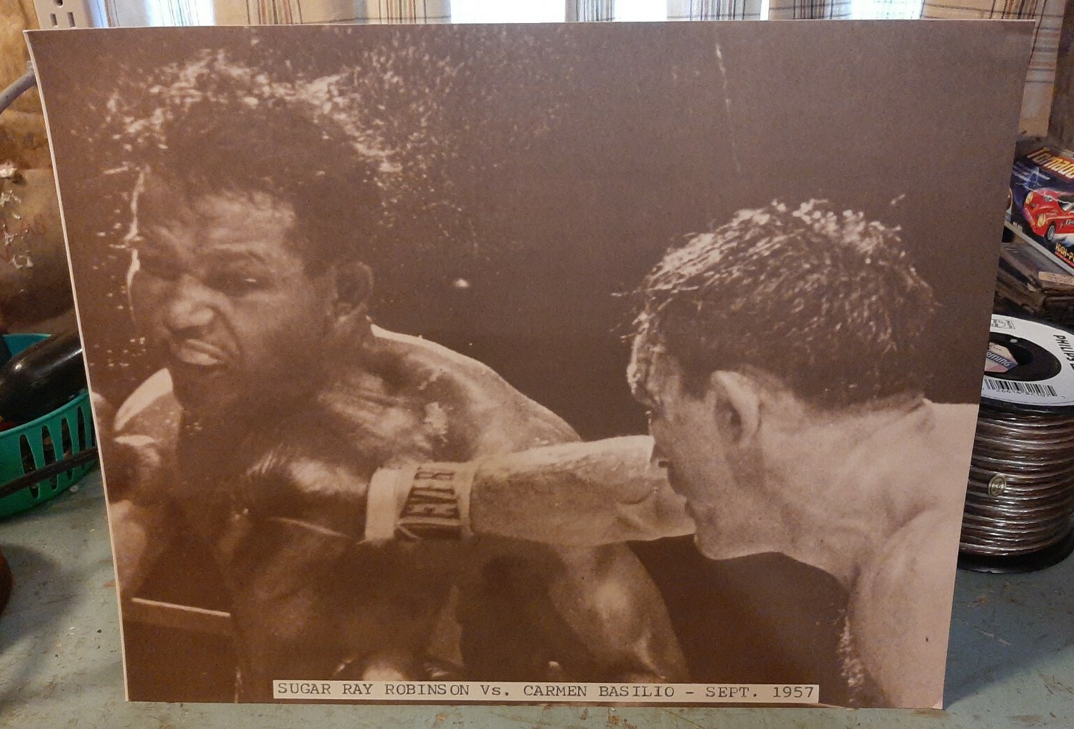 SUGAR RAY ROBINSON VS. CARMEN BASILIO Fight Poster 11x14 Photo Print SEPT 1957 SUGAR RAY ROBINSON VS. CARMEN BASILIO Fight Poster 11x14 Photo Print SEPT 1957