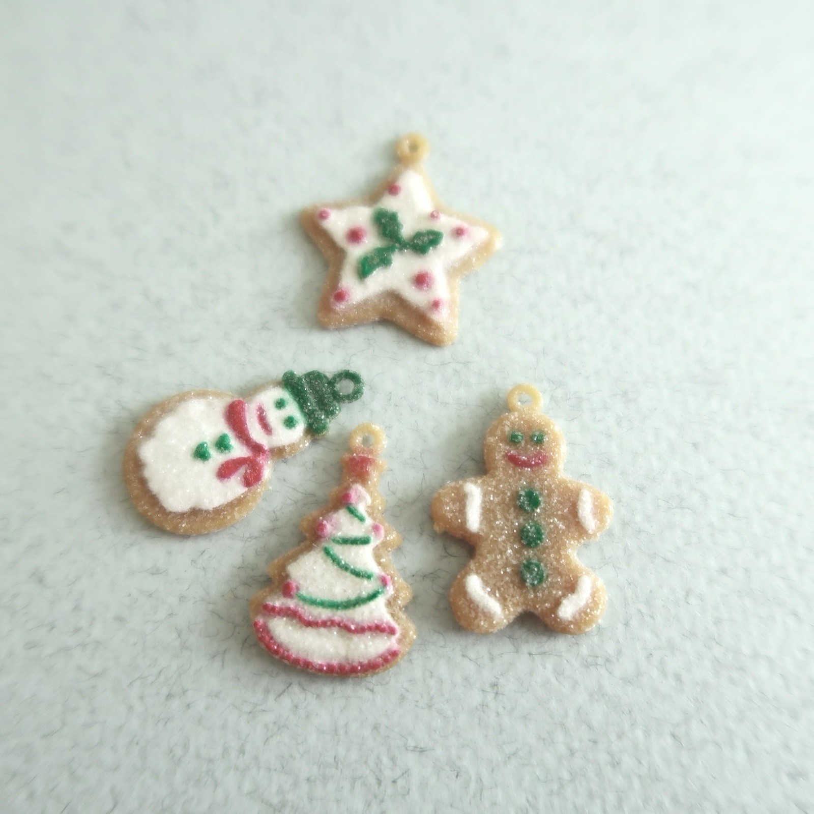 Dollhouse Miniature Christmas Tree Ornaments Frosted Holiday Cookies Charms
