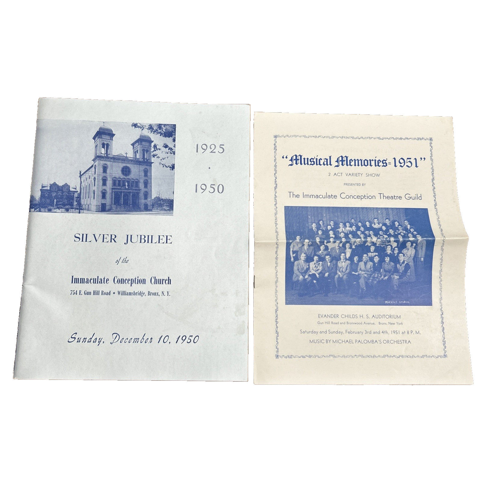 Vintage Silver Jubilee Immaculate Conception Church Bronx NY 1950 1951 Ephemera